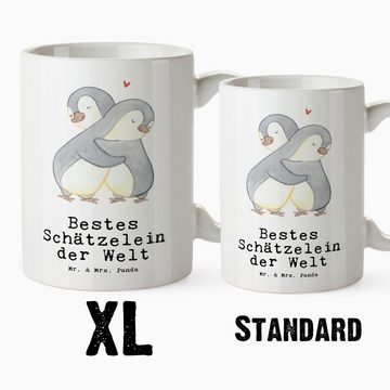 Mr. & Mrs. Panda Tasse Pinguin Bestes Schätzelein der Welt - Weiß - Geschenk, Ehemann, Gebur, XL Tasse Keramik, Einzigartiges Design