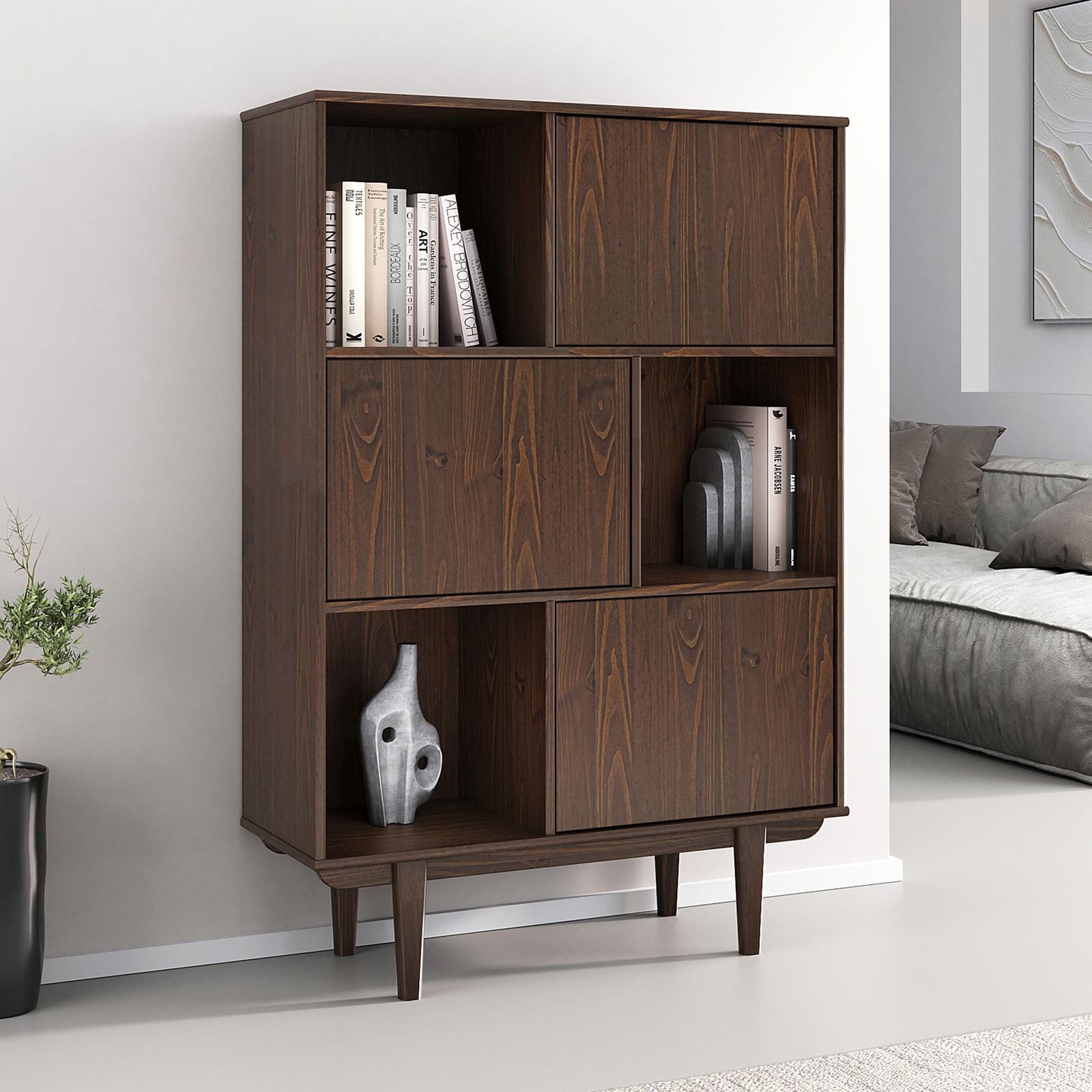 IDIMEX Highboard SIMONA, Wohnzimmerschrank offene Fächer & 3 Türen Massivho günstig online kaufen