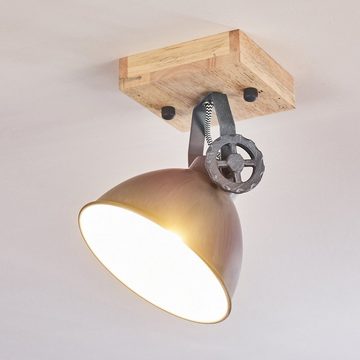 hofstein Deckenleuchte »Mot« Wandlampe aus Metall und Holz in Blau-Grau/Natur, ohne Leuchtmittel, mit verstellbarem Strahler, 1xE14, Retro/Vintage Design