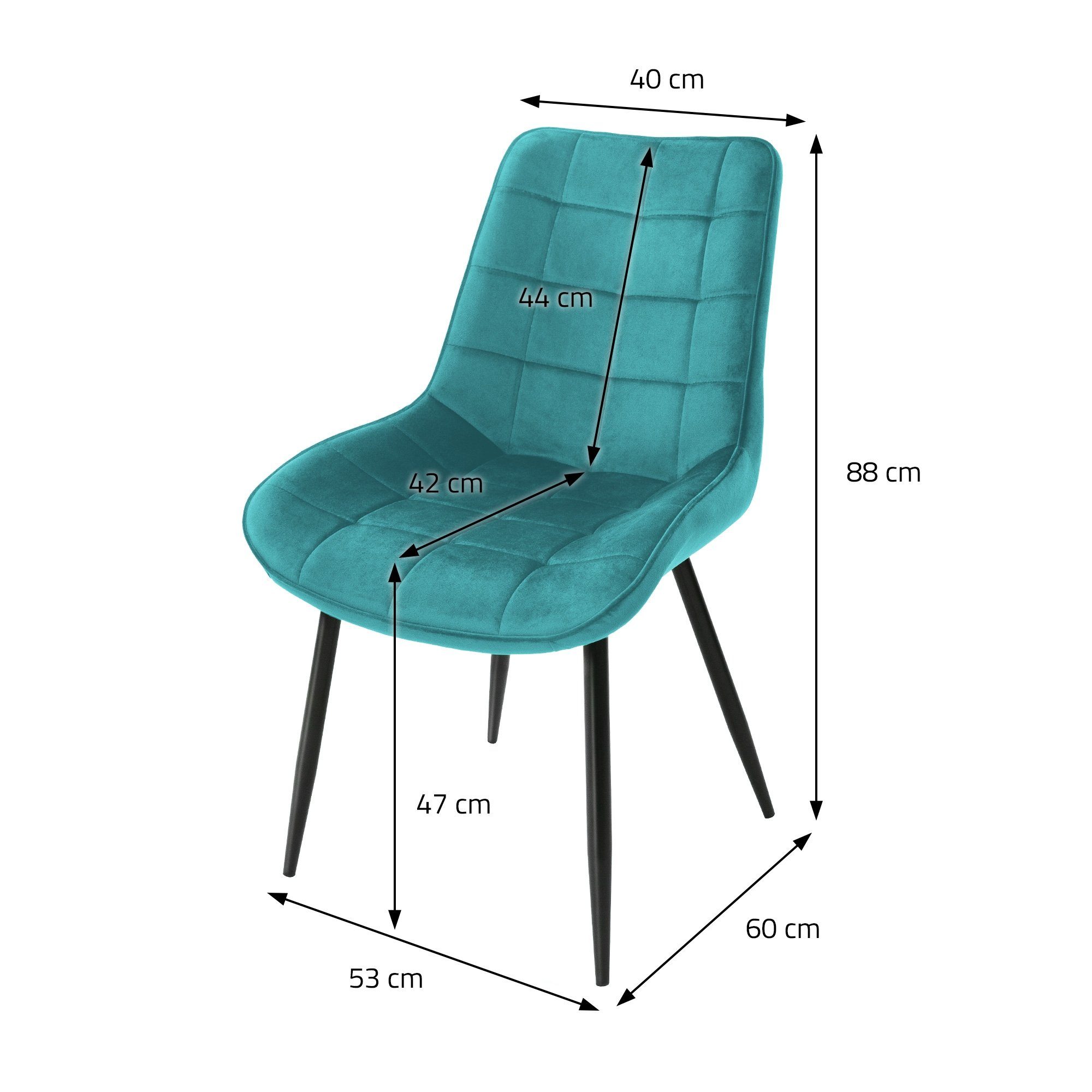 Stuhl mit Esszimmerstühle ML-DESIGN Ergonomisch Türkis Türkis Samtbezug Rückenlehne Samtbezug, 4er mit Set Metallbeinen 4er Set