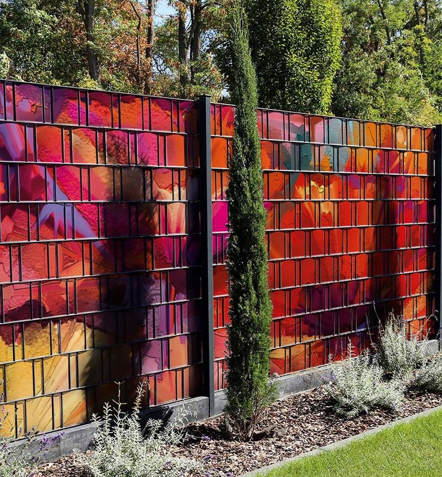 Thumbnail - MyMaxxi Sichtschutzstreifen Sichtschutzstreifen Bunte Blüten Malerei Sichtschutz Garten Zaun