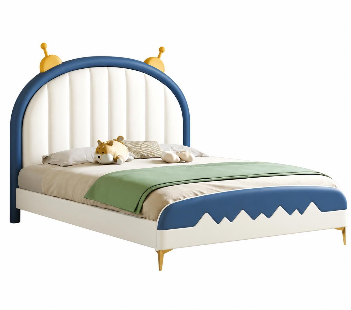 JVmoebel Kinderbett Weißes Kinderbett Leder Jugendbett für Mädchen großes Kindermöbel, Made in Europa