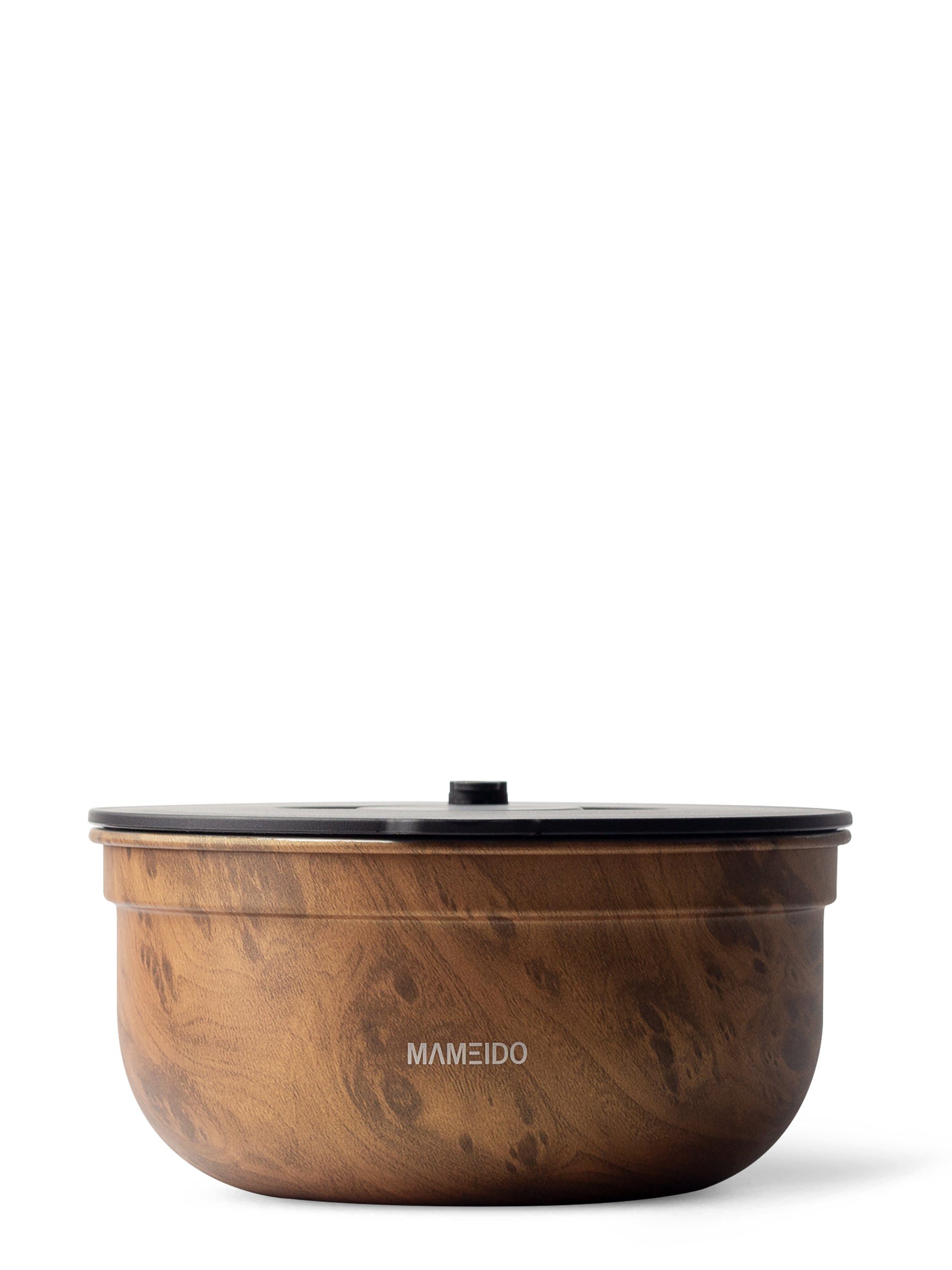 MAMEIDO Salatbox, Edelstahl, Kunststoff, Silikon, to-go mit 3 Fächern & auslaufsicherem Dressingbehälter in 1500 ml
