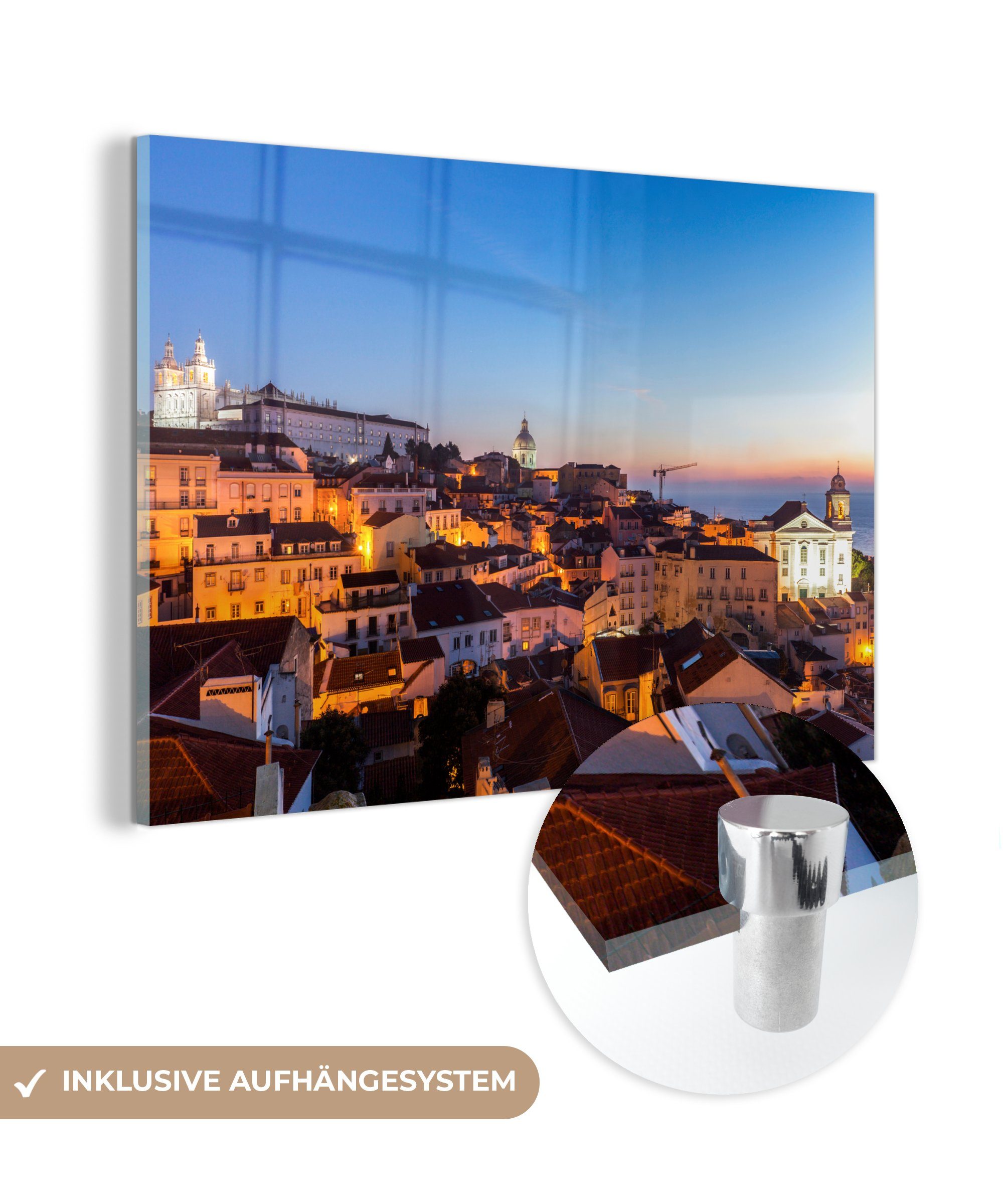 Schlafzimmer Lissabon, Acrylglasbilder MuchoWow - Acrylglasbild Portugal Wohnzimmer - (1 & Sonnenaufgang St),