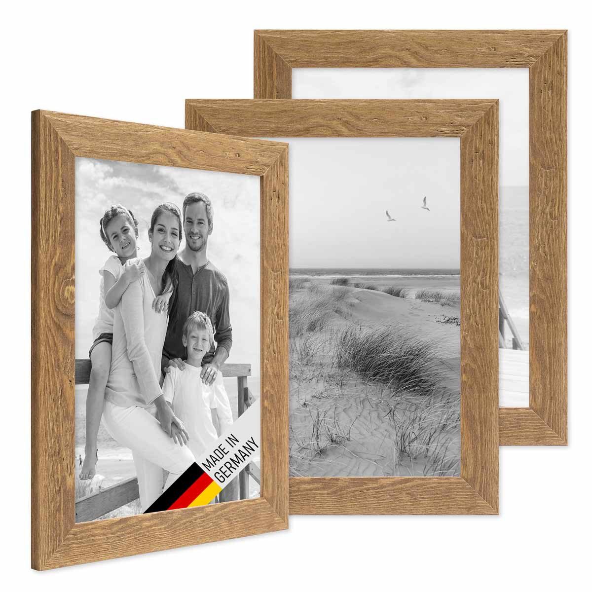 PHOTOLINI Bilderrahmen 3er Set Strandhaus Rustikal Massivholz, für 3 Bilder (3er Set)