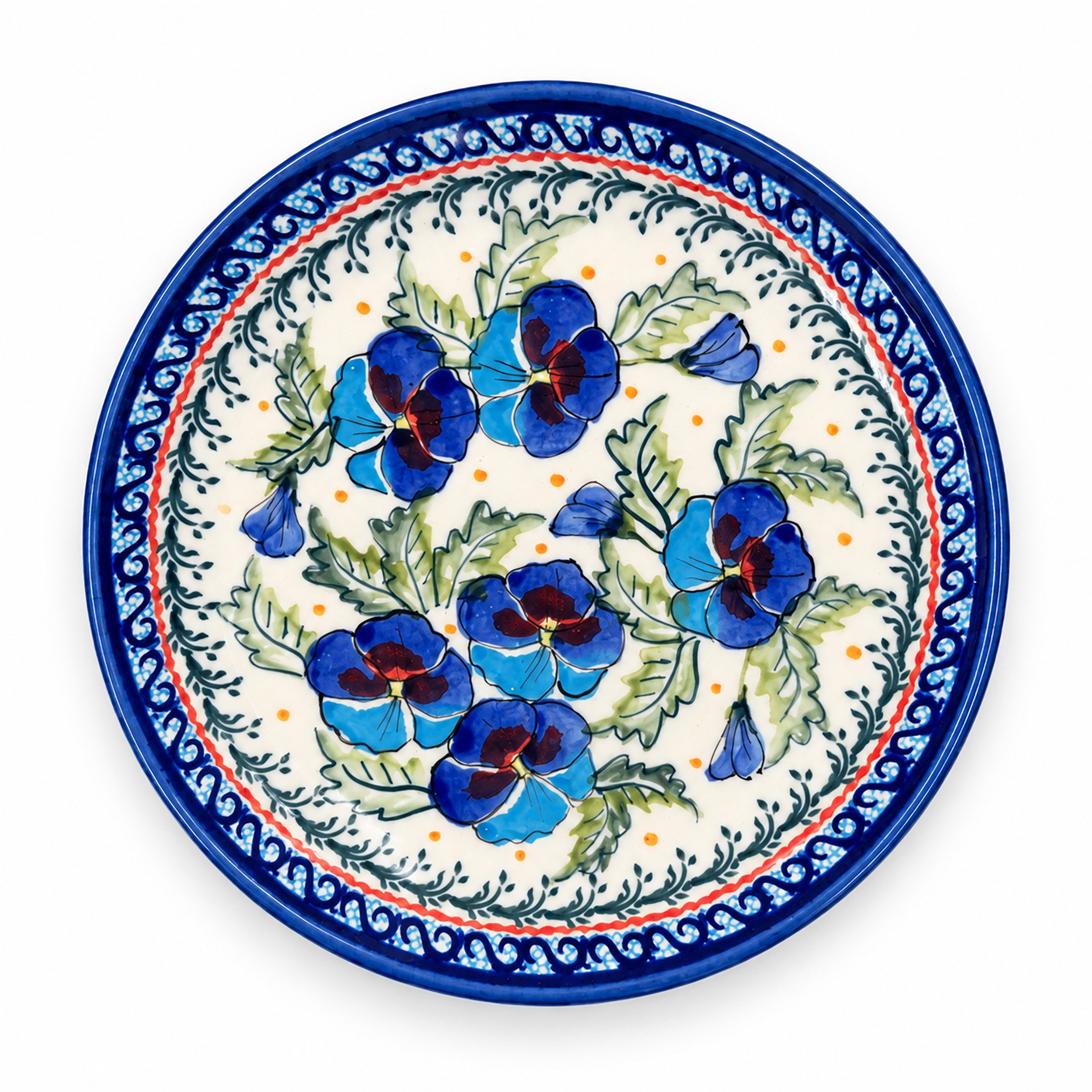 Bunzlauer Keramik Frühstücksteller Teller Ø19,5cm Speiseteller Dessertteller Kuchenteller, Dekor ART-277