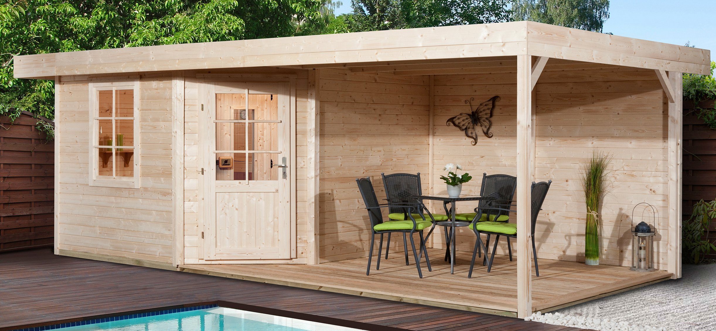 weka Saunahaus Salo 2, BxTxH: 646 x 338 x 237 cm, 68 mm, inkl. Anbau, ohne Ofen