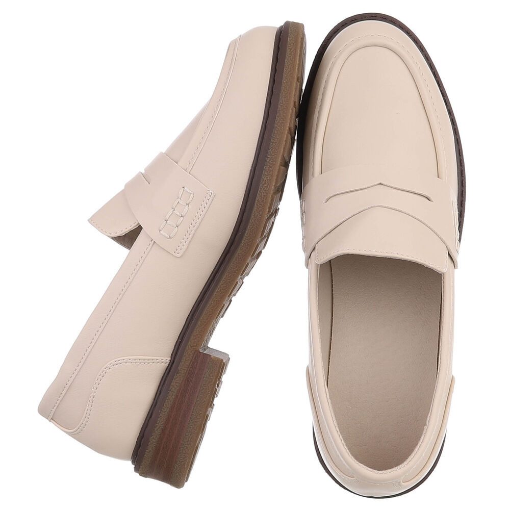 Ital-Design Damen Loafer Pennyloafer mit Blockabsatz Slipper (91742634) Blockabsatz Mokassins in Beige – Bild 2 von 5