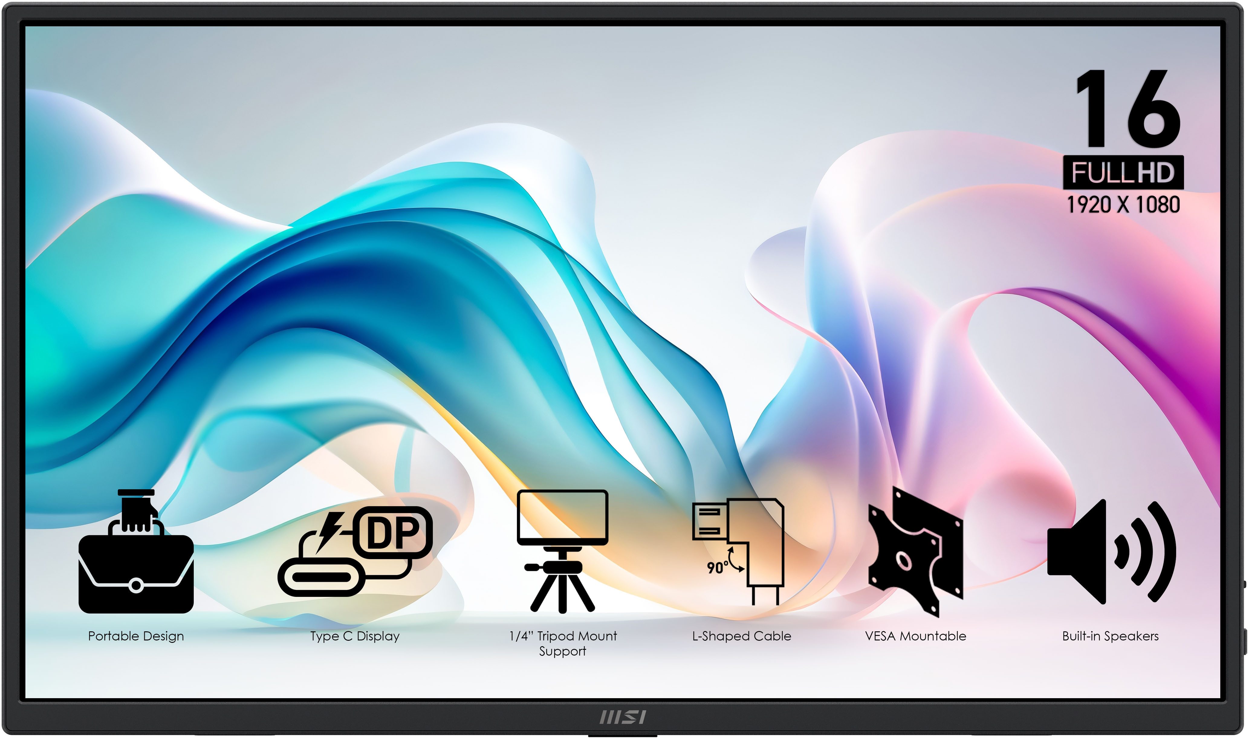MSI PRO MP165 E6 Portabler Monitor (40 cm/16 ", 1920 x 1080 px, Full HD, 4 ms Reaktionszeit, 60 Hz, IPS)