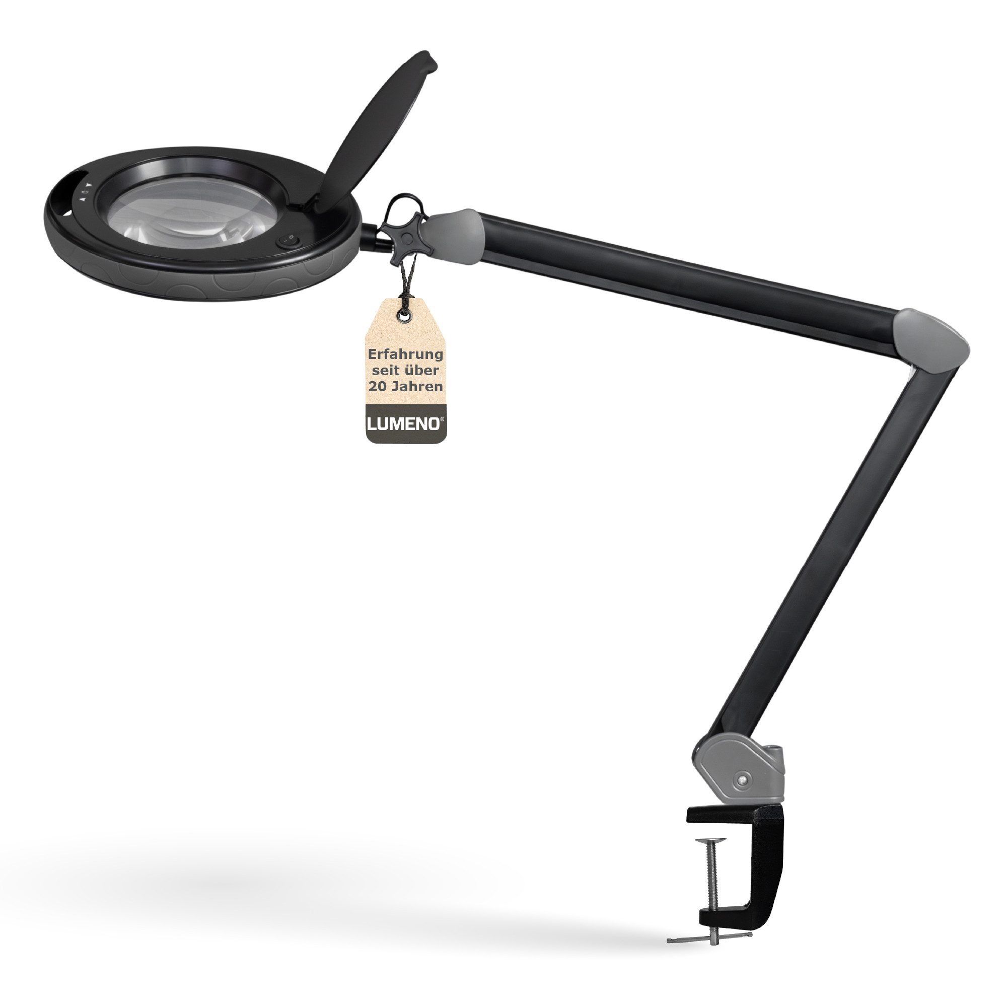 Lumeno Lupenlampe 851X dimmbare LED-Lupenleuchte, 152 mm kristallklare Linse, LED fest integriert, Kaltweiß, 6500 K