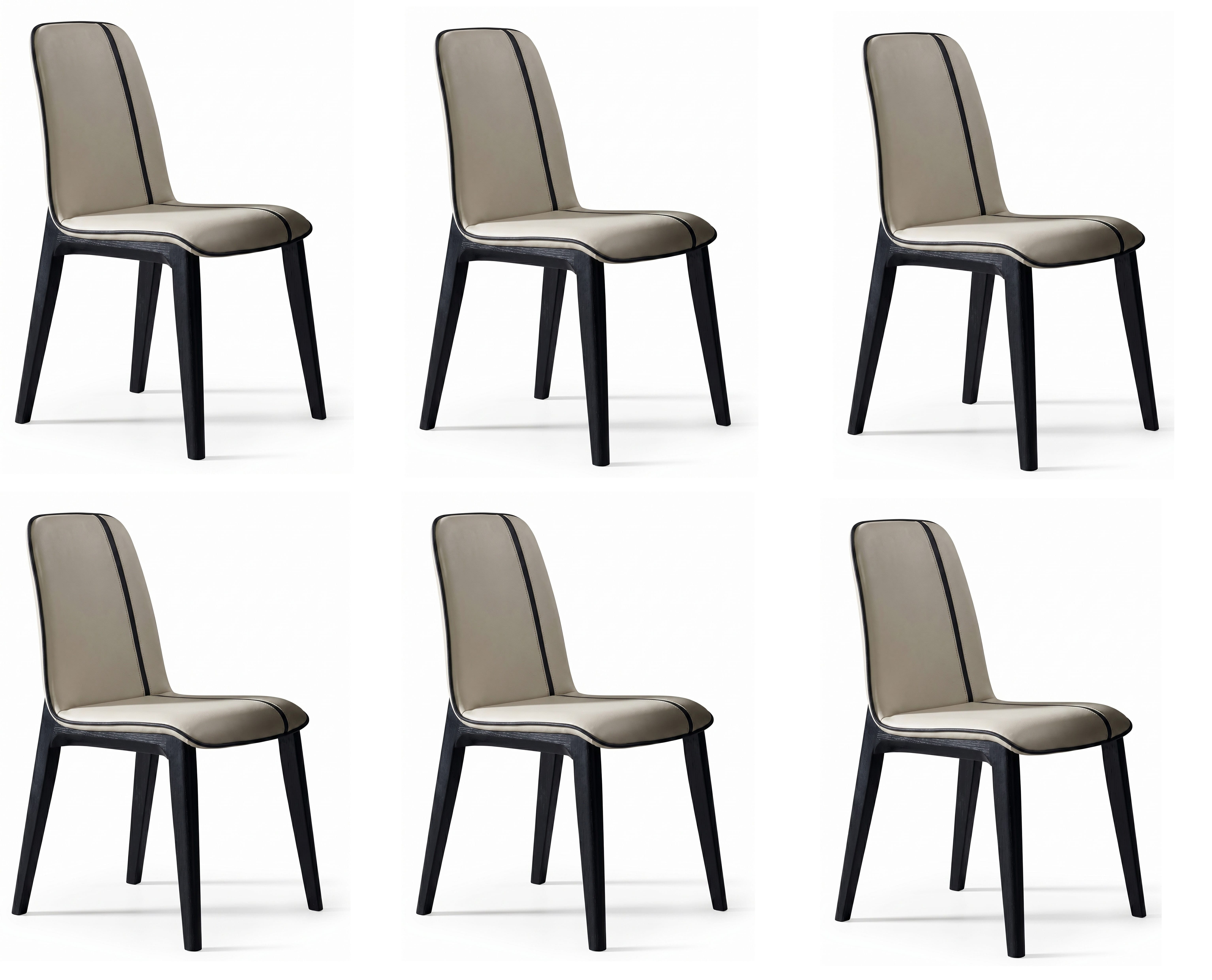 JVmoebel Sitzgruppe Premium Esszimmerstühle 6er Set Kunstleder Beige Ergonomisch, (6-tlg., 6-tlg)
