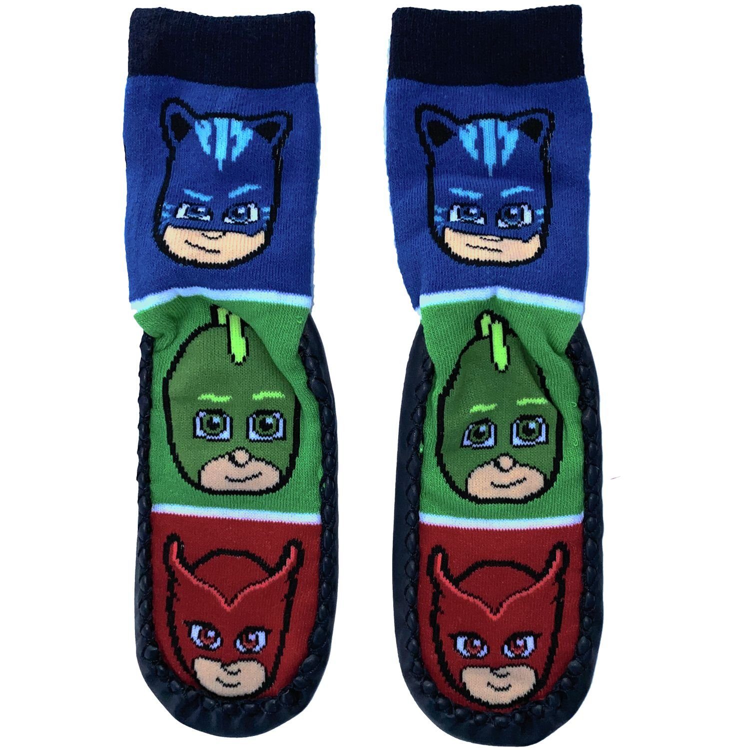 PJ Masks Haussocken PJ MASK Helden im Schlafanzug Jungen Strümpfe mit Sohle bequeme Hausschuhe Socken Pyjama Helden Gr.27/30 31/34