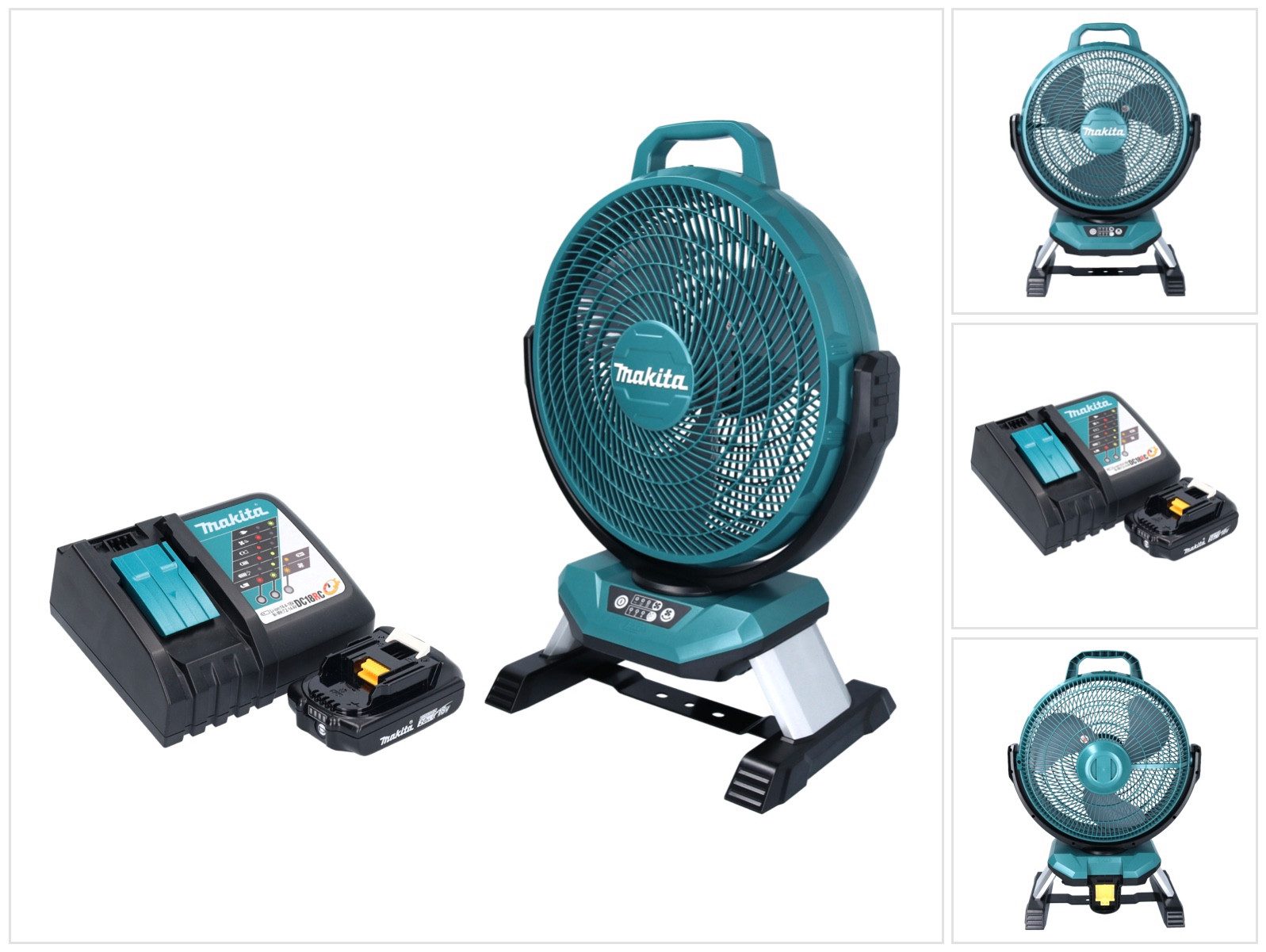 Makita Akku-Standventilator DCF 301 RA1 Akku Ventilator Lüfter 18 V 33 cm + 1x Akku 2,0 Ah + Lade