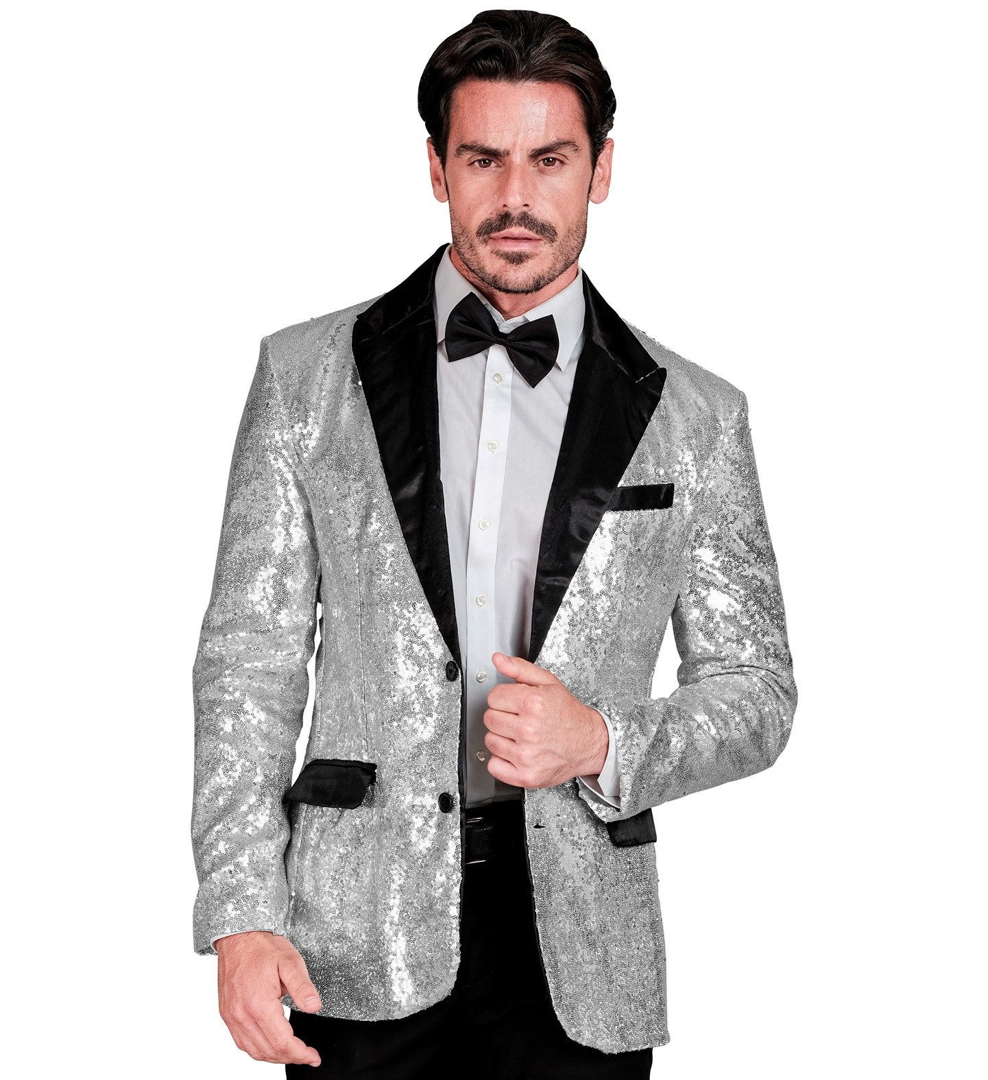 Widmann S.r.l. Kostüm Pailletten Jackett 'Glitter' für Herren, Silber