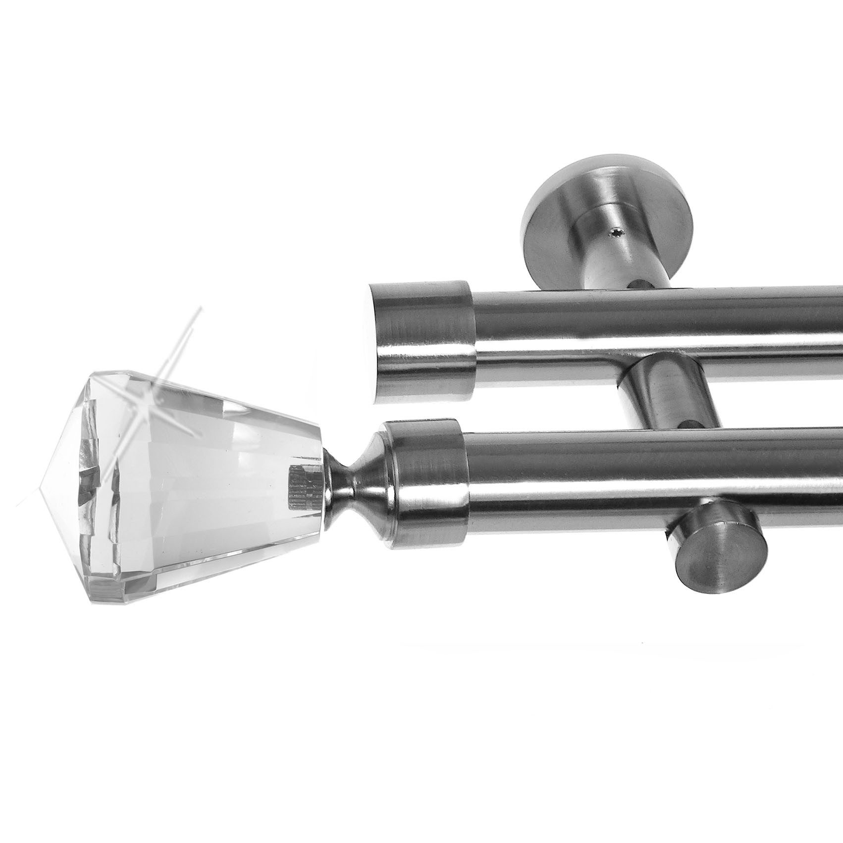 BASIT Gardinenstange Edelstahloptik 20mm mit Wandträgern günstig online kaufen