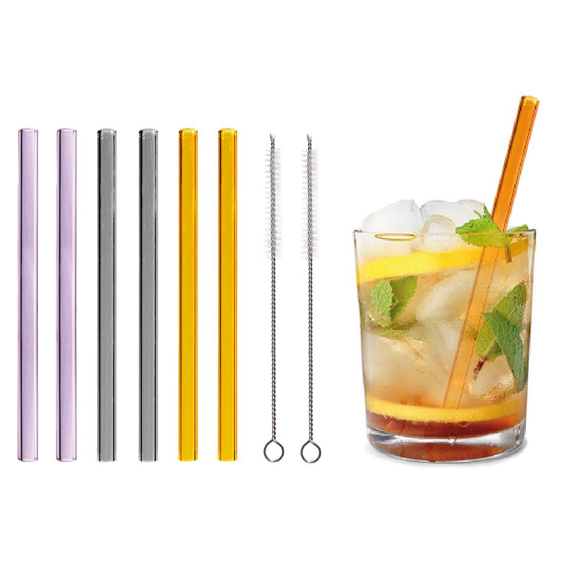 KaraLuna Trinkhalme Соломинки aus Glas, bunt & gerade I Glasstrohhalm, Borosilikatglas, nachhaltige und wiederverwendbare Соломинки