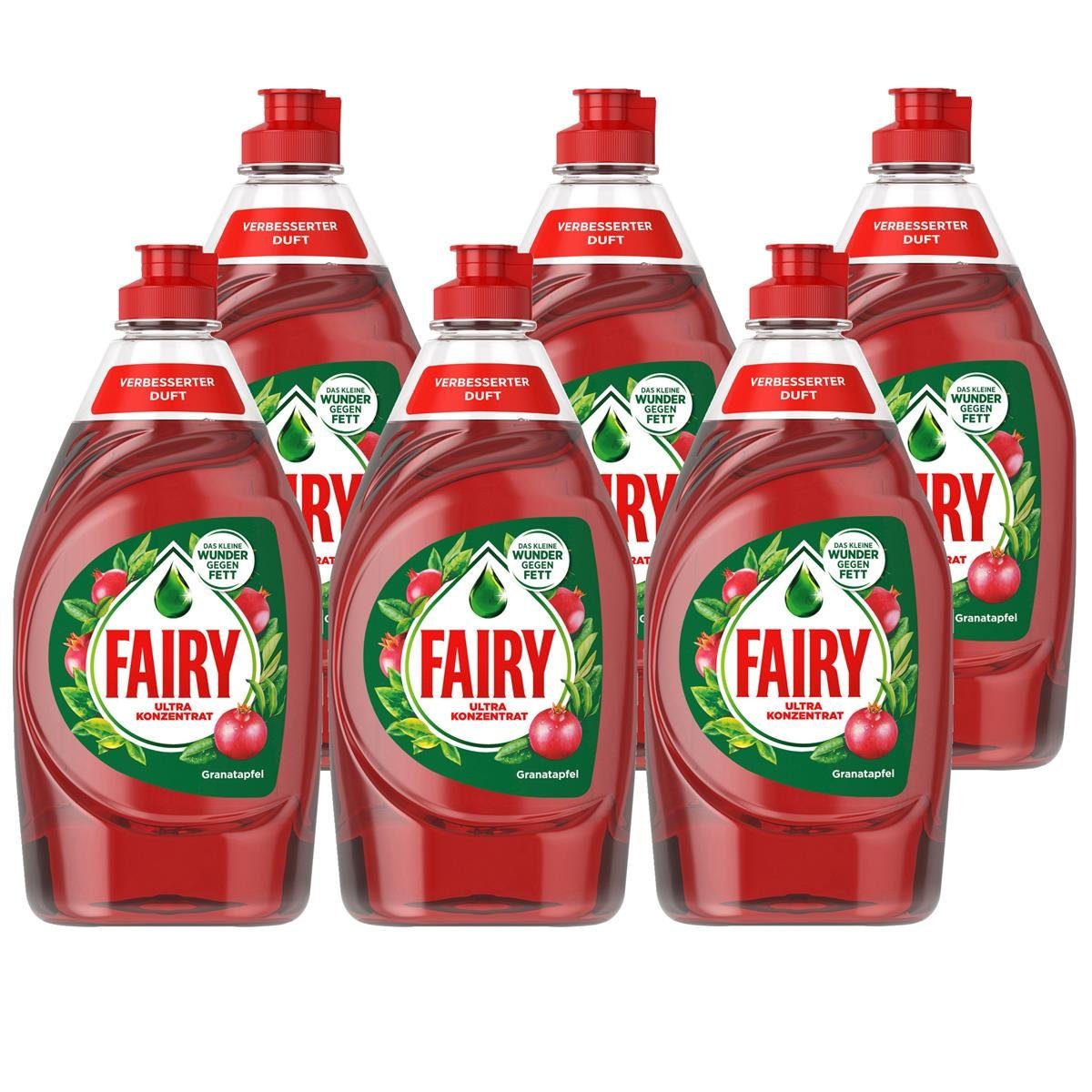 Fairy Spülmittel Ultra Konzentrat Granatapfel 450ml - Gegen Fett (6er Geschirrspülmittel