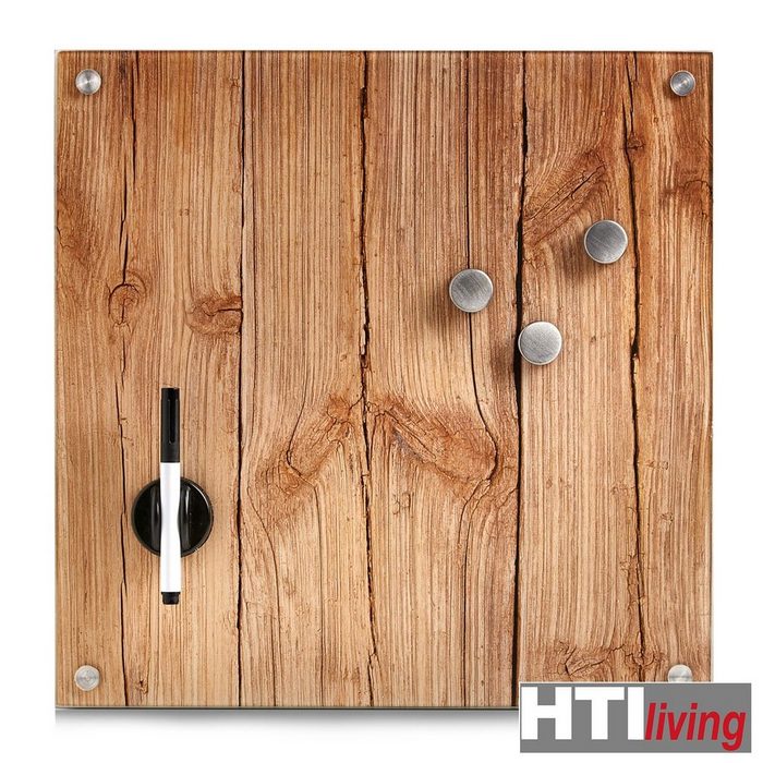 HTI-Living Pinnwand Memoboard Glas Wood Pinnwand Magnettafel Magnetboard Schreibtafel Schreibboard FV10874