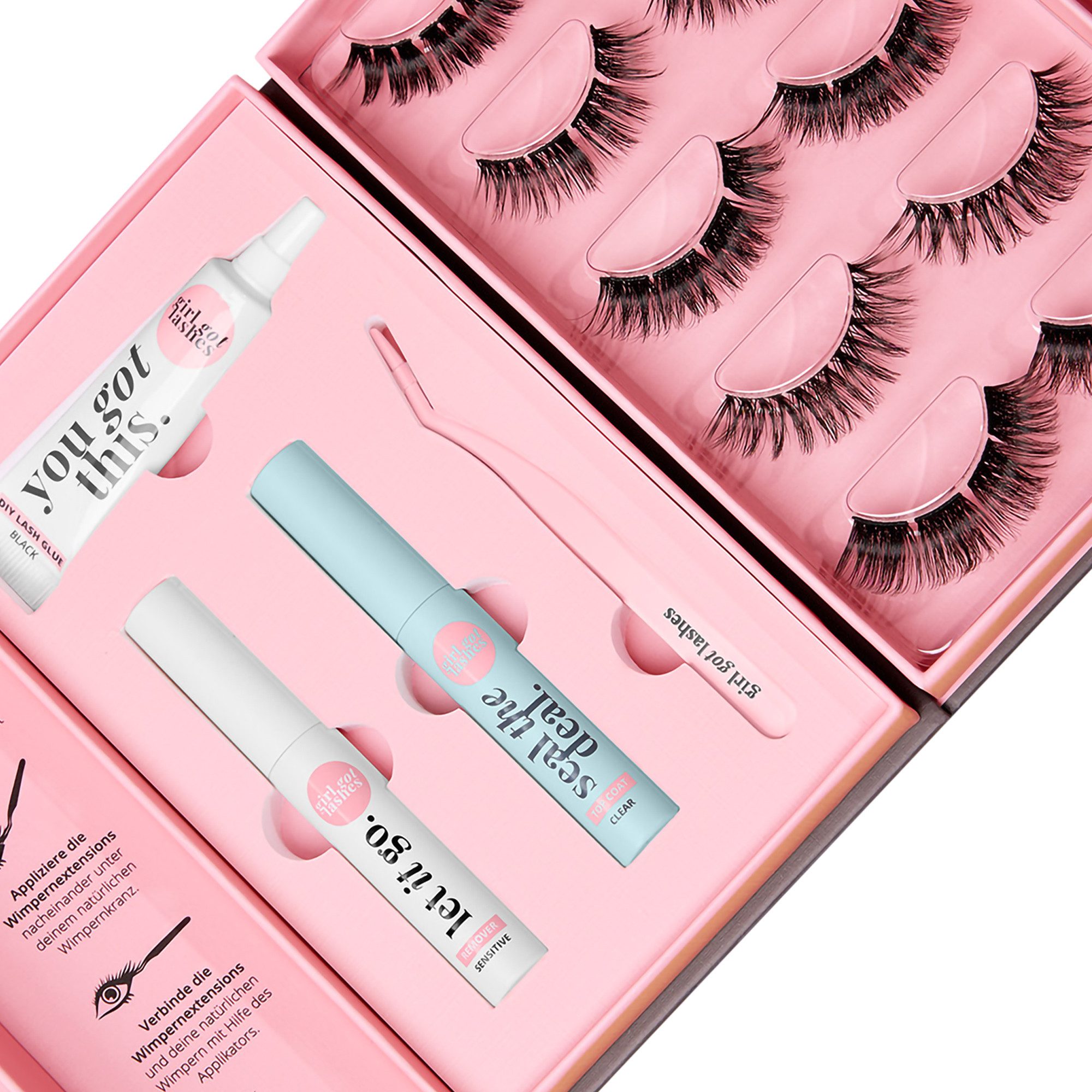 GirlGotLashes Bandwimpern Starter Set inkl. Wimpern, Kleber & Zubehör, großes Set, langanhaltender Halt für bis zu einer Woche