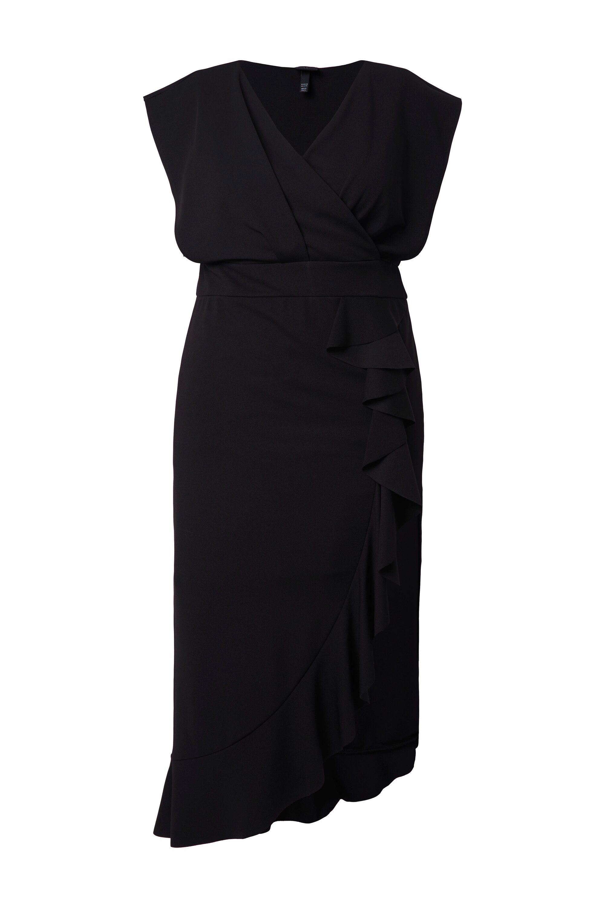 Ulla Popken Maxikleid Jersey-Maxikleid Rüsche V-Ausschnitt ärmellos günstig online kaufen