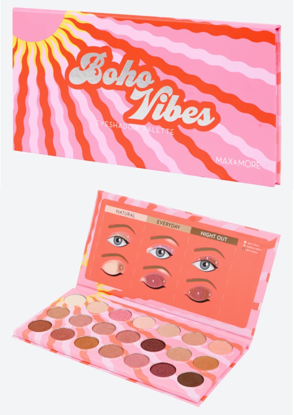 Max & More Lidschatten-Palette Lidschattenpalette Boho Vibes, 21-tlg.