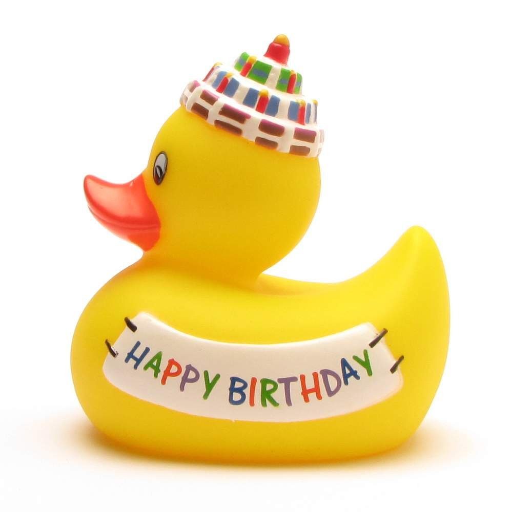 Badespielzeug Duckshop - "Happy Birthday" Quietscheentchen Badeente