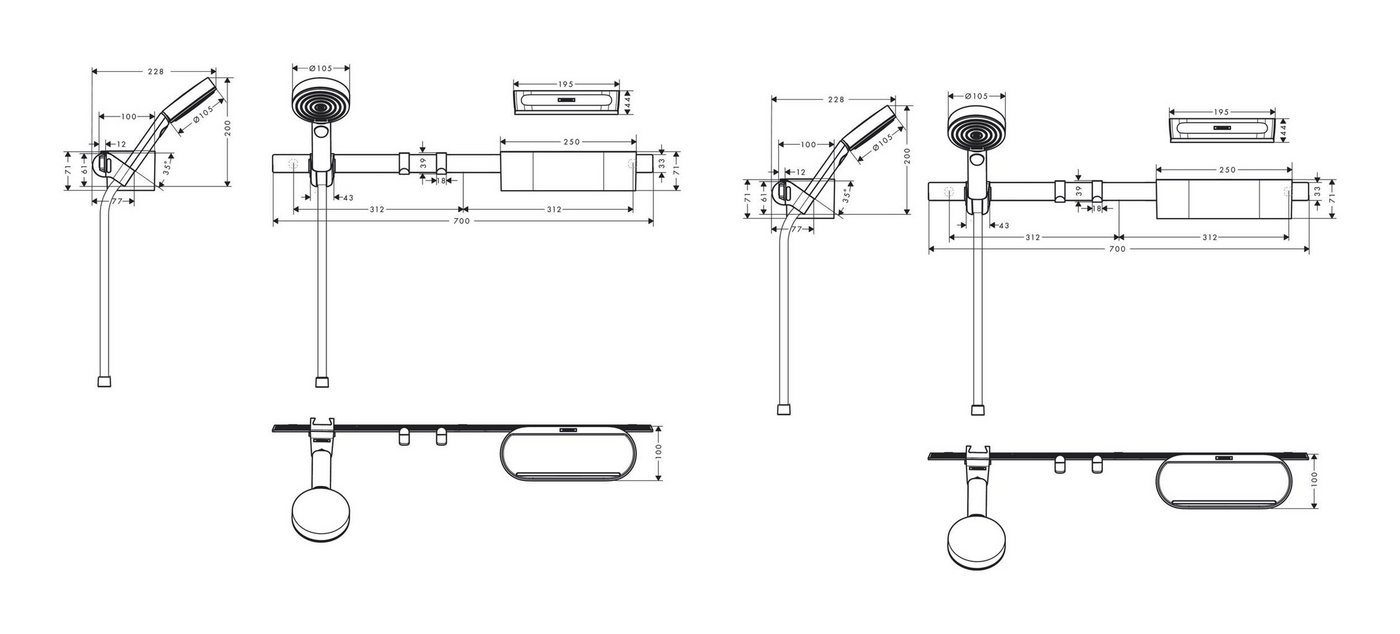 Thumbnail - hansgrohe Handbrause WallStoris, Bundle 105 3jet EcoSmart Activation