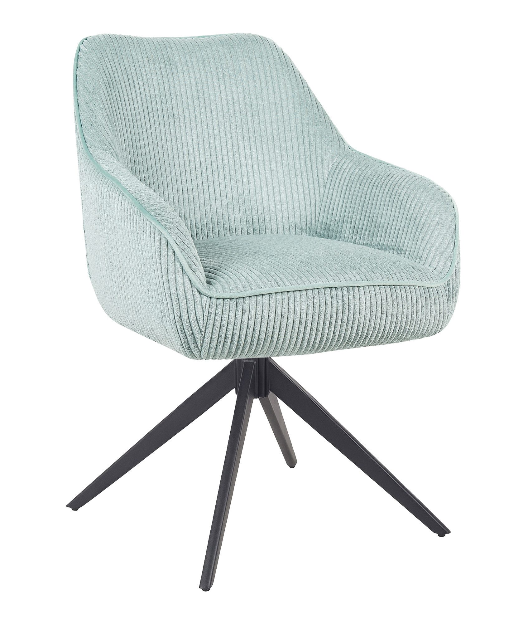 B&D home Polsterstuhl ARVIT, Esszimmer Stuhl, Drehstuhl, Armlehnstuhl mit Drehfunktion (1 St), mit Armlehnen, Taschenfederkern-Sitz, Metallgestell 360° drehbar