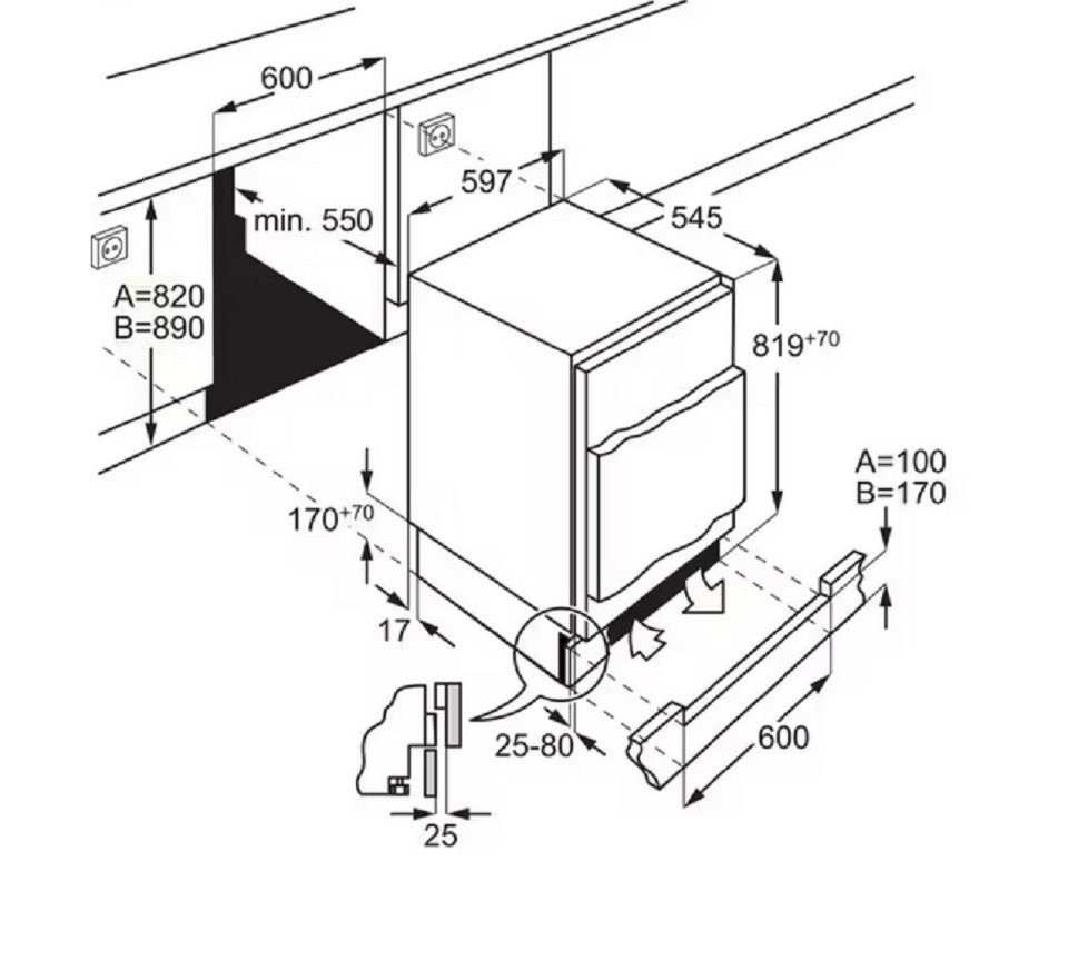 AEG Einbaugefrierschrank LYB3AE82R_933027112, 81.9 cm hoch, 59.6 cm breit, Gefriertablett, Schnellgefrierfunktion, Sehr leise