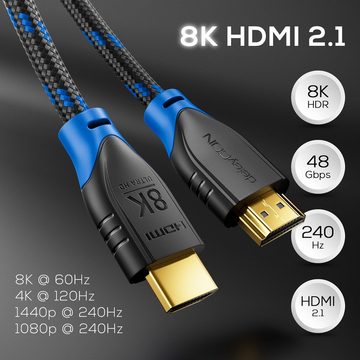 deleyCON deleyCON 2m 8K UHD-2 HDMI 2.1 Nylon Kabel 8K@60Hz 4K@120Hz DTS HDR HDMI-Kabel