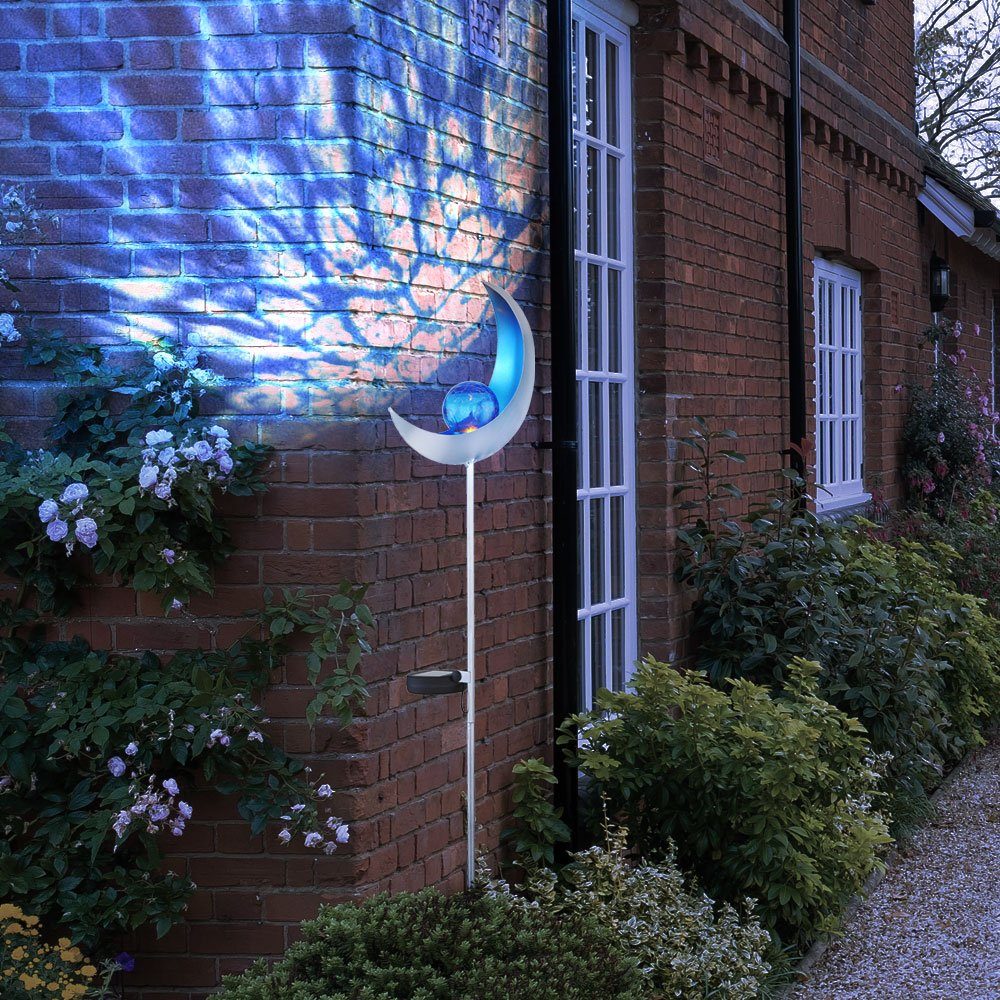 etc-shop LED Außen-Stehlampe, Fackeln LED-Leuchtmittel Solarlampe Garten verbaut, fest Solar Kaltweiß, Gartendeko Mond