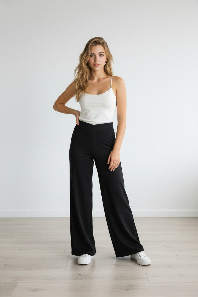 Zuckerwatte Strickhose mit weitem Beim aus wertiger Viskose Stretch Mischun günstig online kaufen