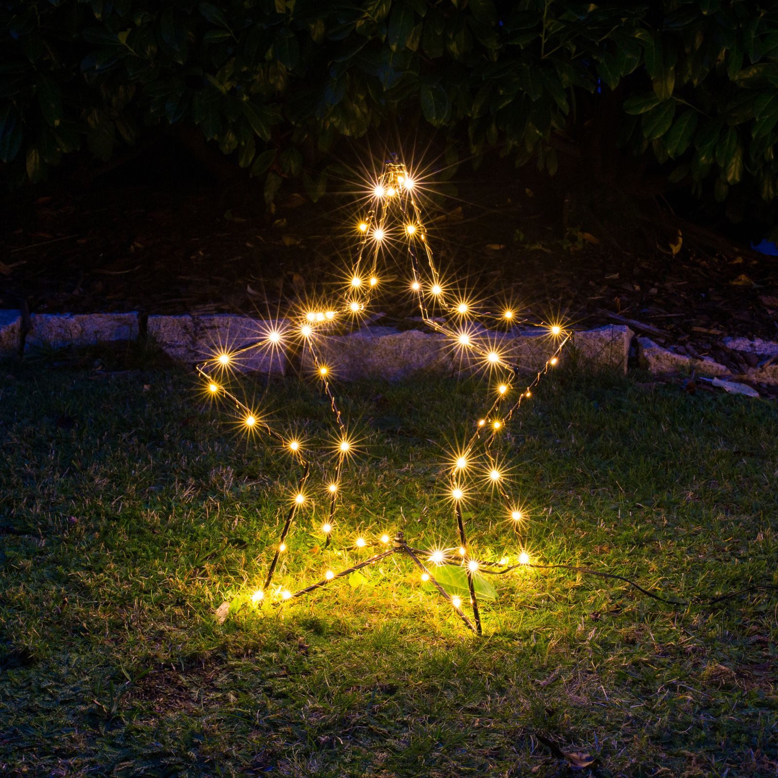 BURI LED Baum 3D LED-Weihnachtsstern H51cm schwarz Leuchtstern Drahtstern Weihnachts