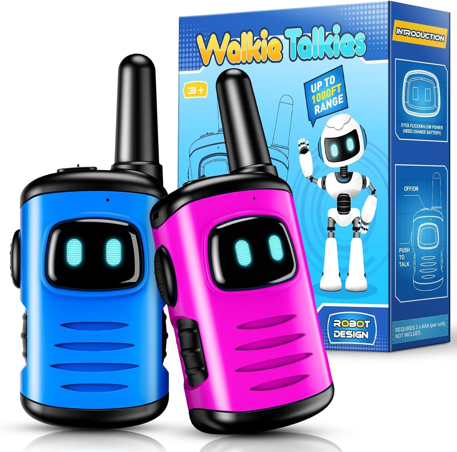 happikids Walkie Talkie Kinder Walkie Talkie Spielzeug Set 1 Kanal Funkgeräte Jungen Mädchen, (Kinder Walkie Talkie Spielzeug Set Funkgeräte Ein Kanal für Jungen Mädchen, 2 Funkgeräte für Kinder mit Ein Kanal Bedienung und stoßfestem Gehäuse), Stoßfest Kindgerechtes Design Ein-Kanal-Bedienung Klare Tonübertragung