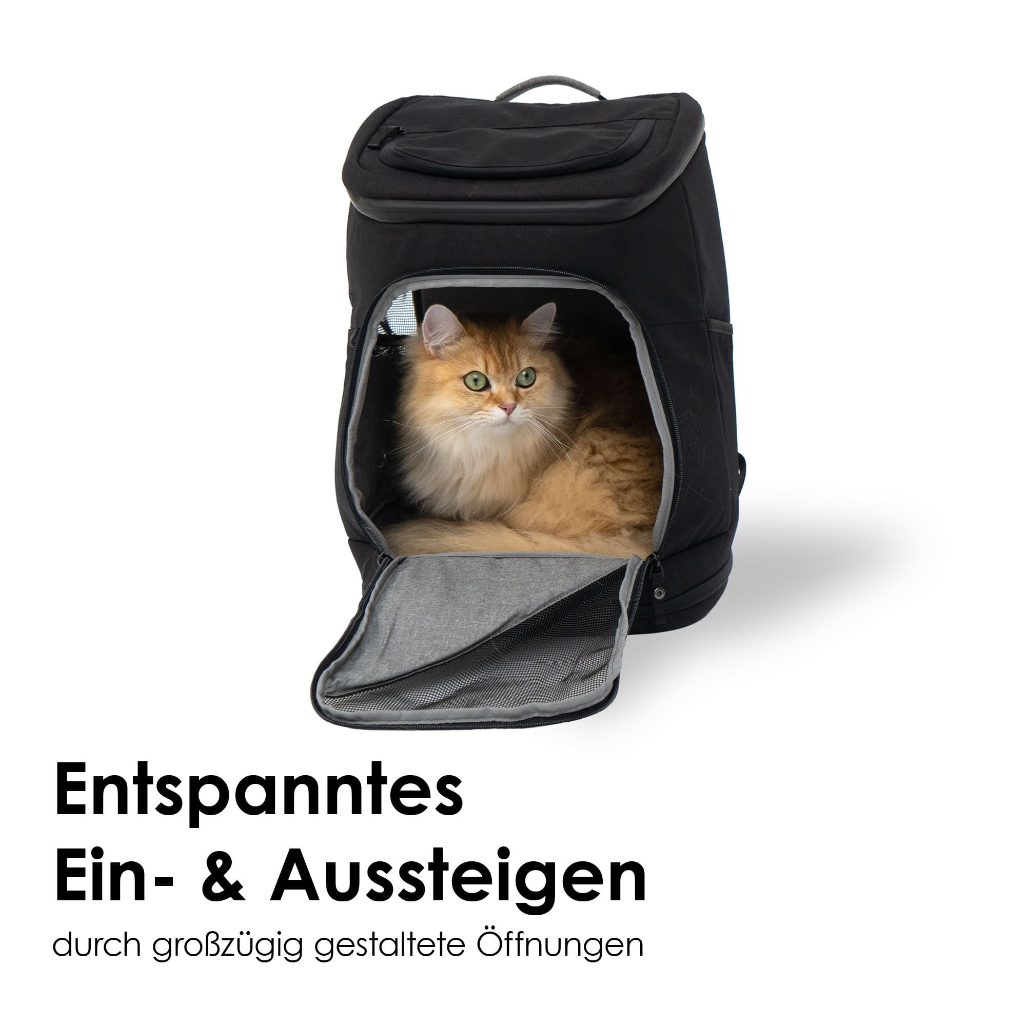LucyBalu Tiertransporttasche Katzenrucksack mit Fenster zum Katzentransport aus recyceltem Material bis 10,00 kg