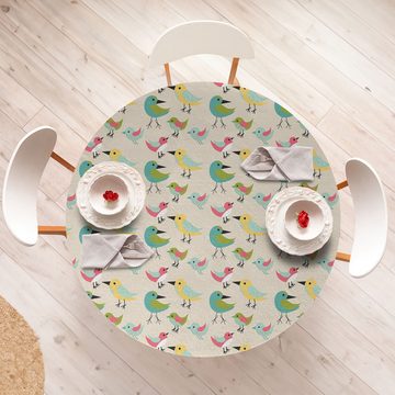 Abakuhaus Tischdecke Rundum-elastische Stofftischdecke, Vogel-Druck Kleine Kinder Avian Kunst