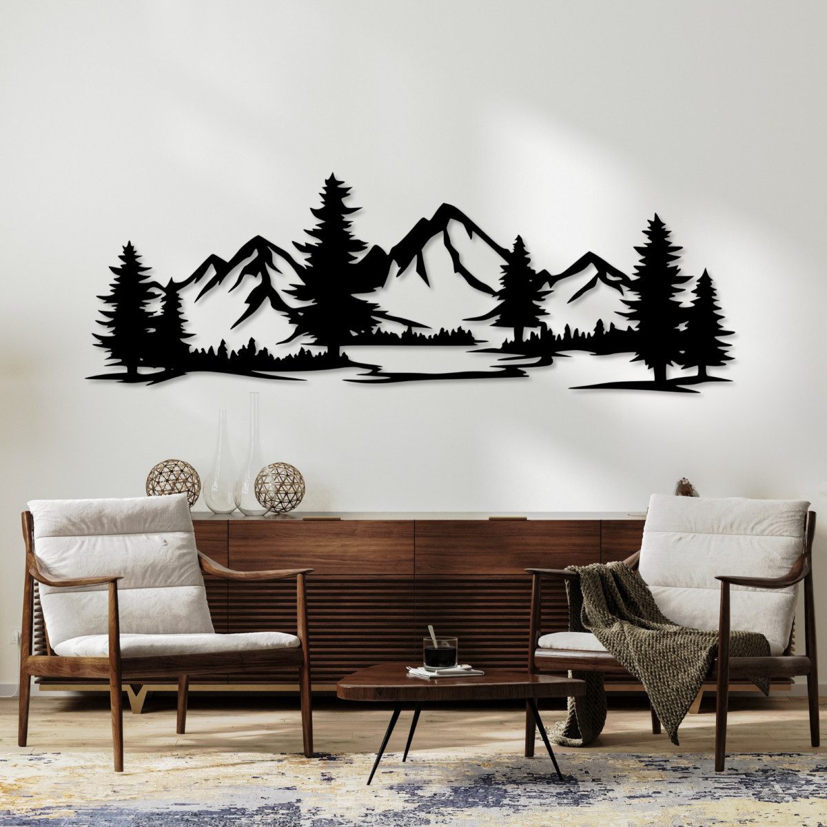 EYOKA Wanddekoobjekt 3D Wandbild aus Holz Wanddeko Moderne Holzkunst 6mm stark (6mm), Wandbild für Wohnzimmer Schlafzimmer Büro mit Doppelseitigem Klebeband