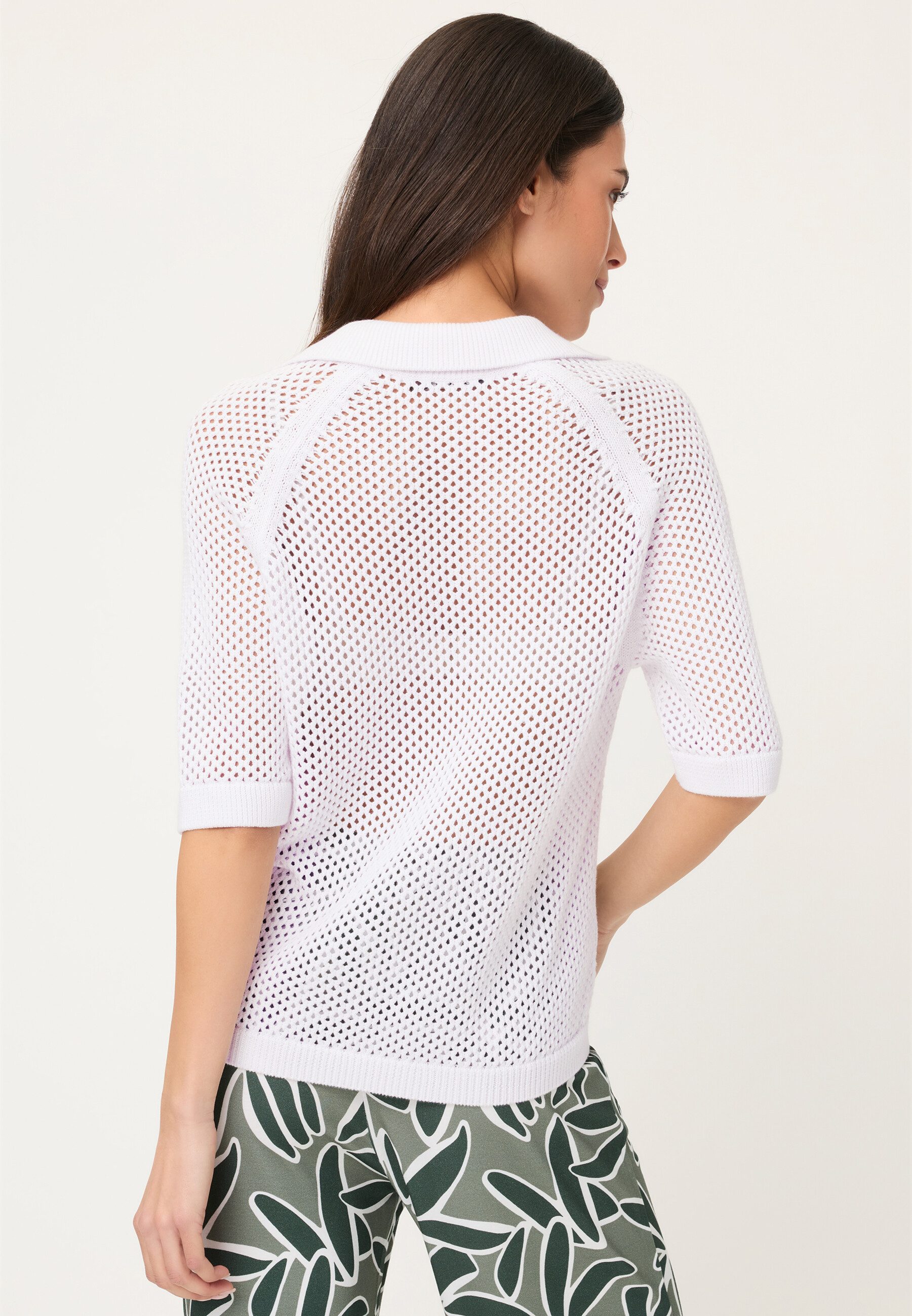 Olsen Strickpullover mit offenem Hemdkragen und Raglanärmeln