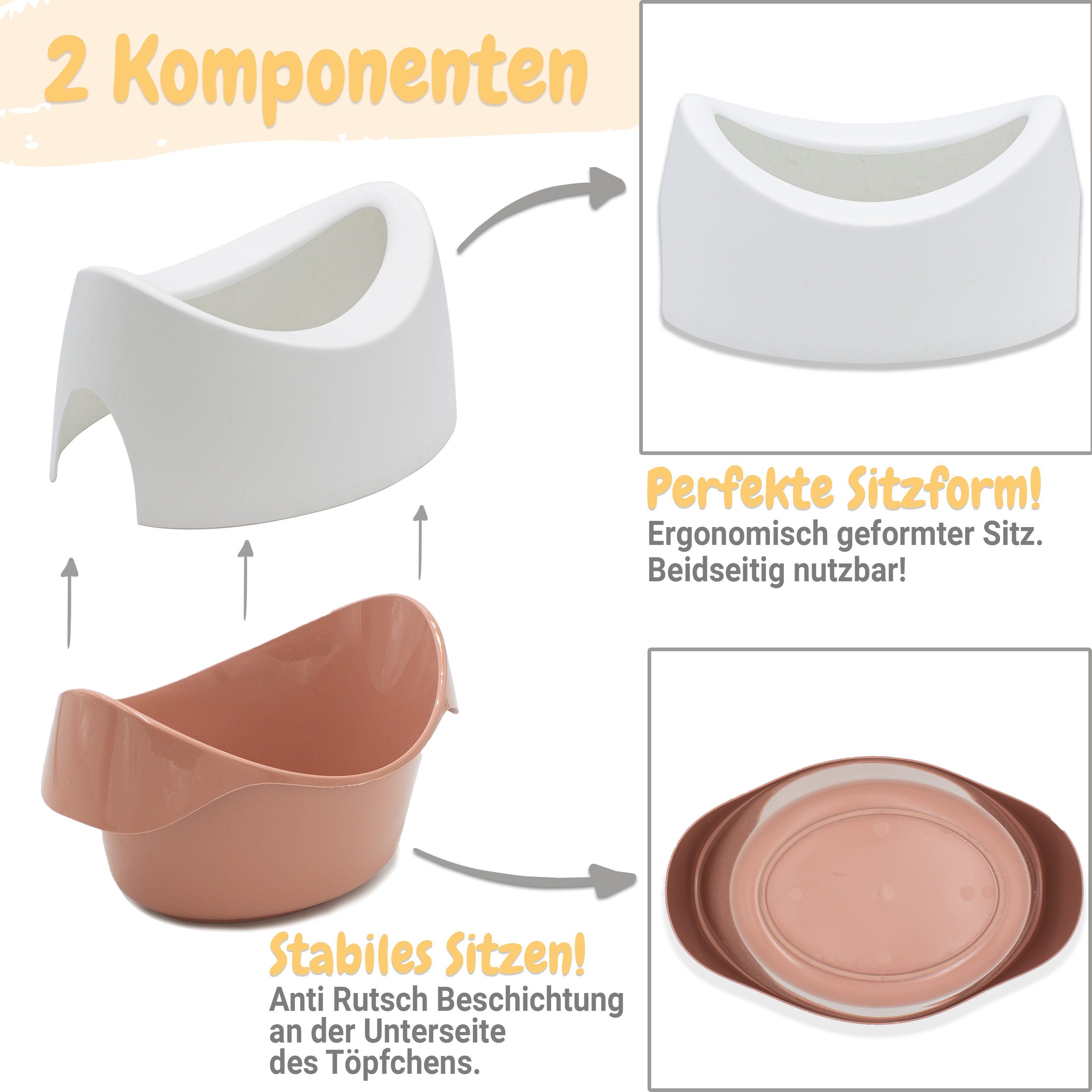 Babykajo Töpfchen, (Komponenten, 2-tlg), Kindertoilette, weiß Babytopf rosa für Toiletten-Training - das