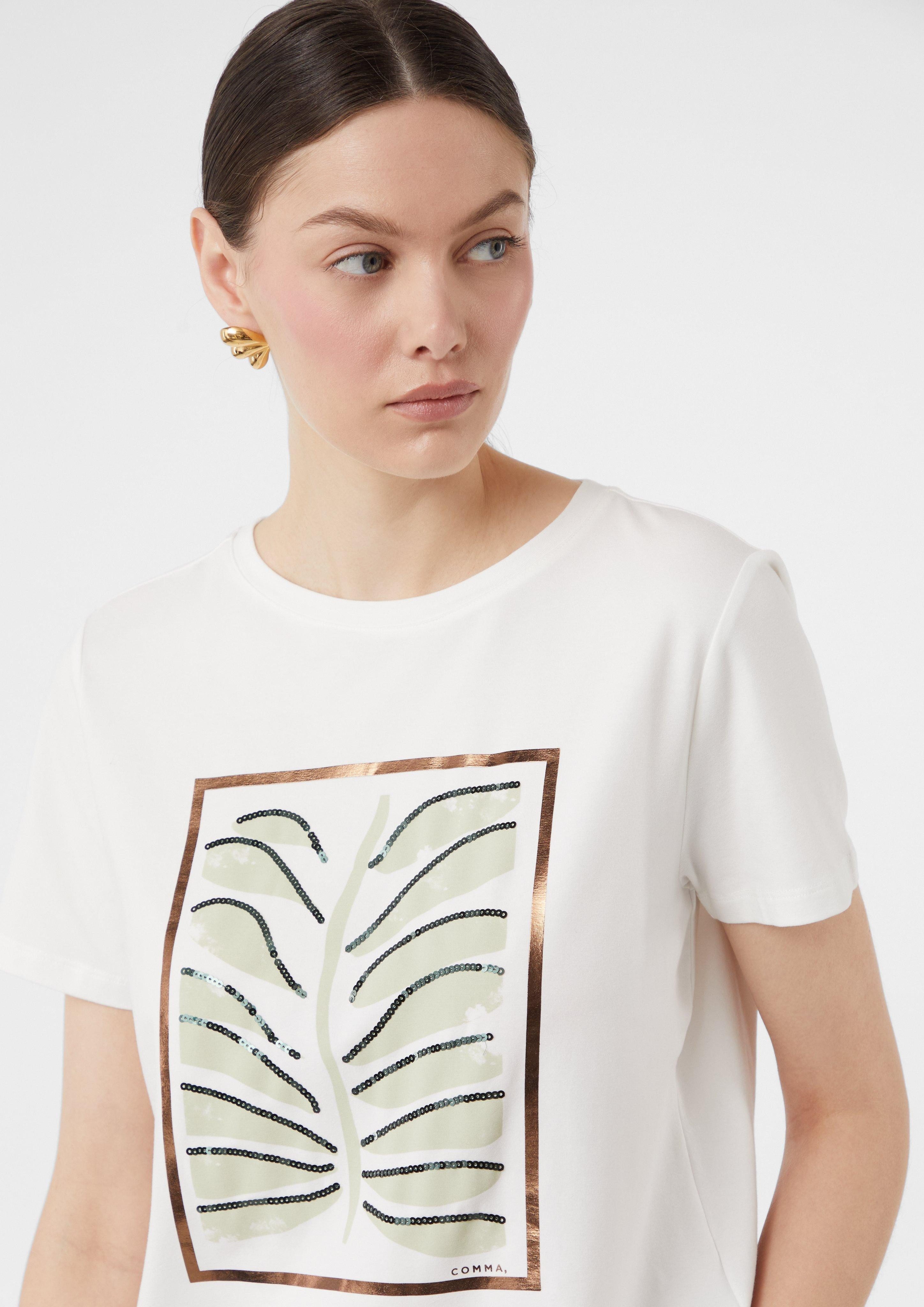 Comma Kurzarmshirt Jersey-T-Shirt mit Artwork günstig online kaufen