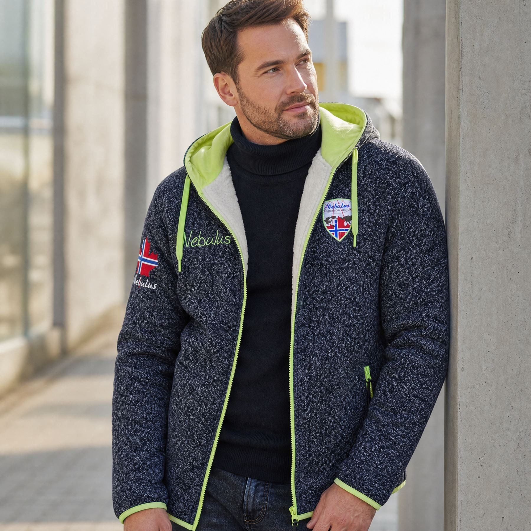 Nebulus Fleecejacke VLADIMIR, P4656 - Herren, navi-lime, S