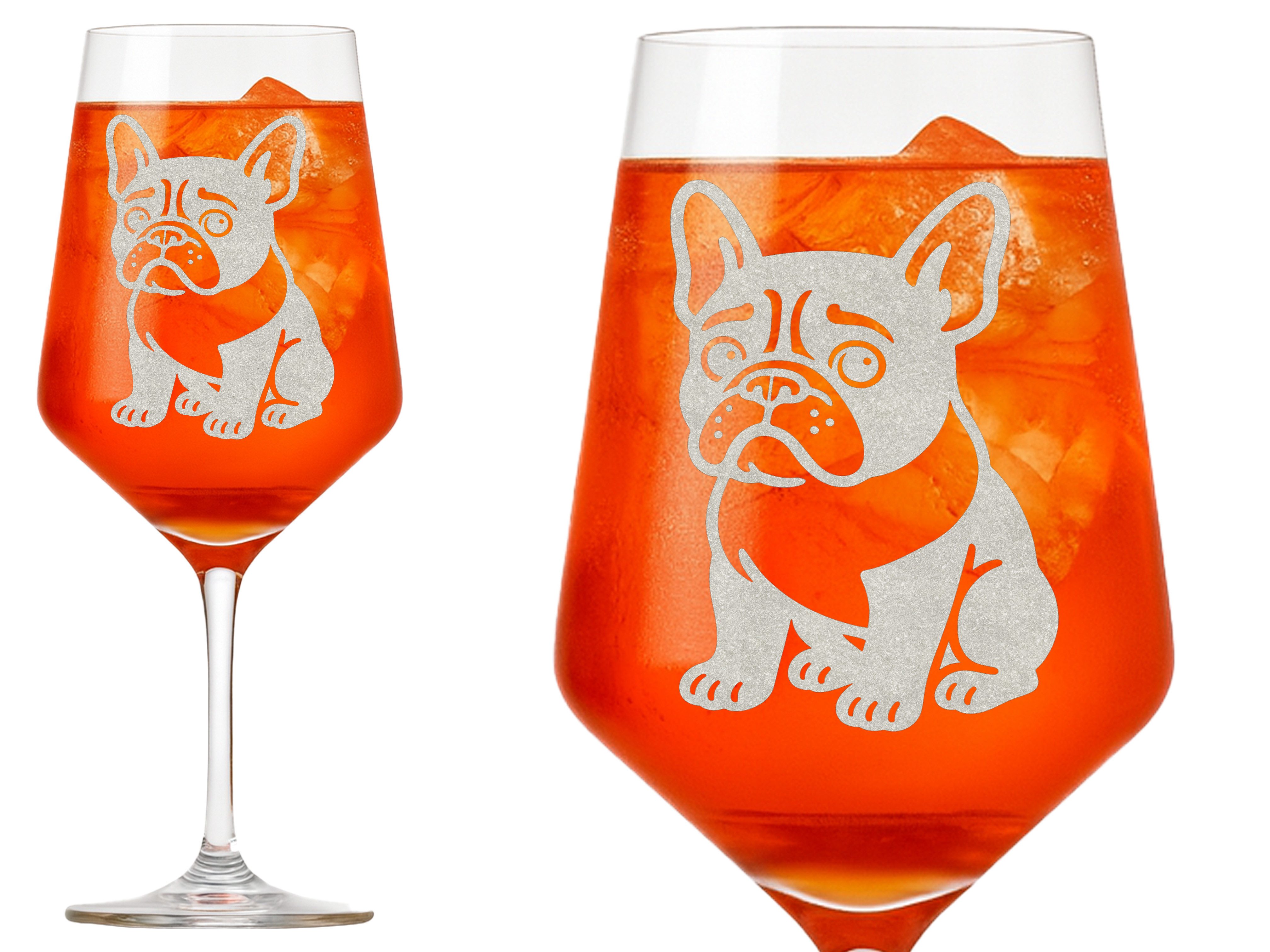 eXODA Weinglas Weinglas Französische Bulldogge 350ml - Gravur spülmaschinenfest, 1-tlg., Glas, Atemberaubende Darstellung