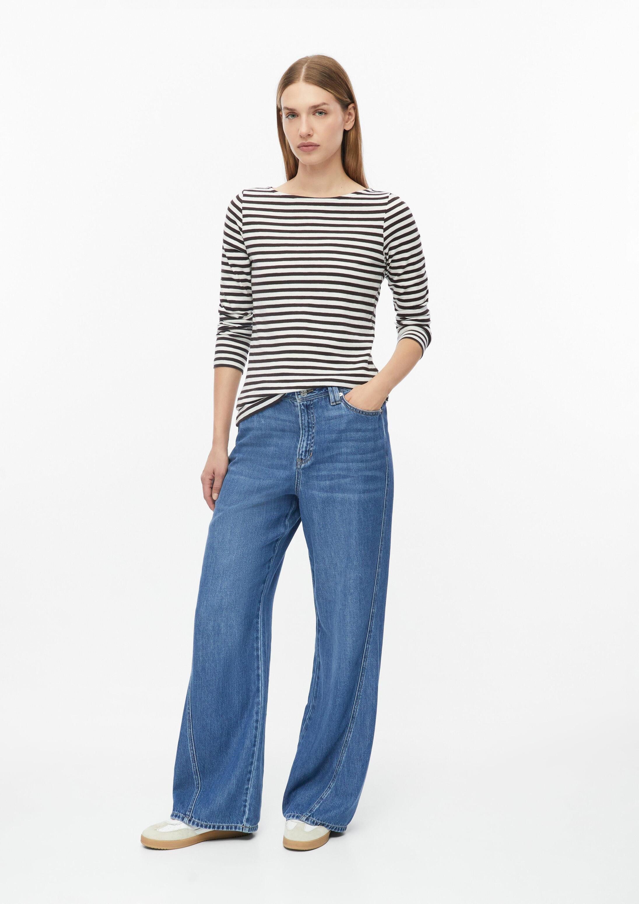s.Oliver Langarmshirt T-Shirt Gestreiftes Langarmshirt aus Flammgarn mit U-Boot-Ausschnitt – Bild 5 von 5