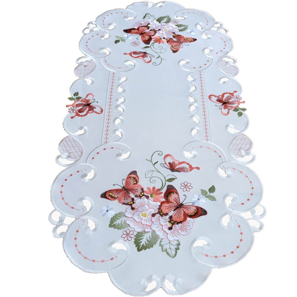 matches21 HOME & HOBBY Tischdecke Tischläufer Schmetterlinge Motiv Stickere günstig online kaufen