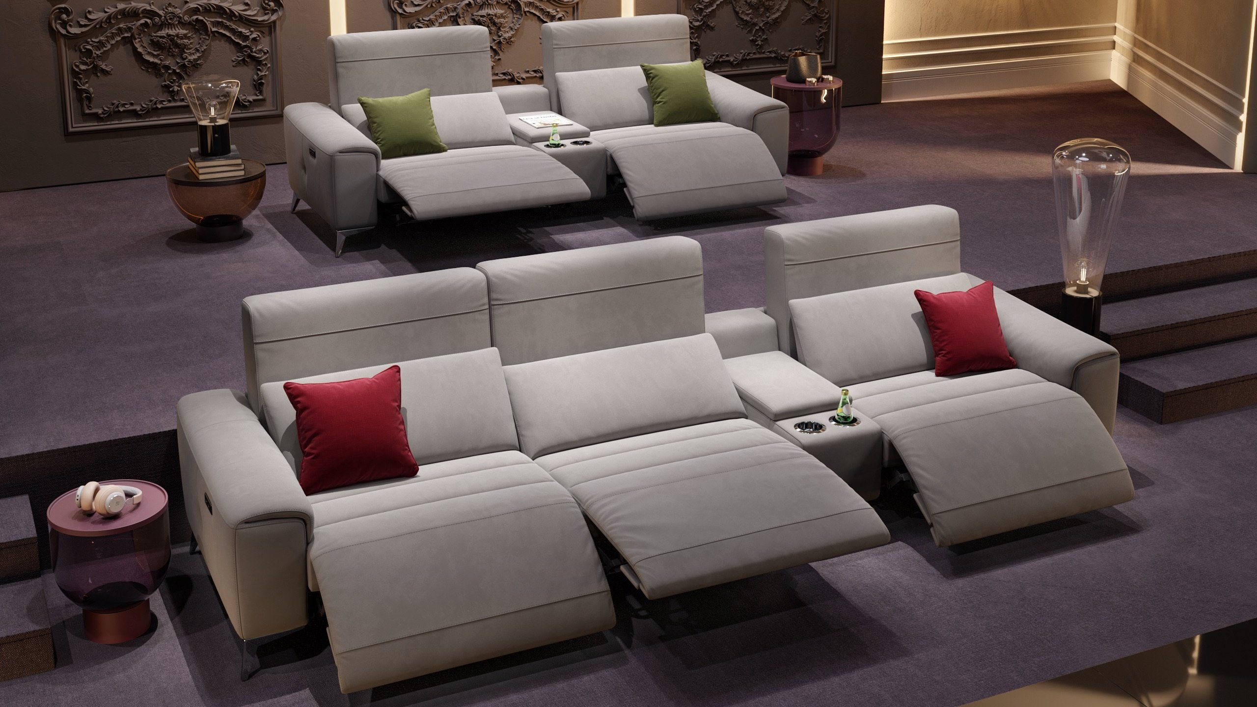 Kinosofa Stoff 2-Sitzer x Sofanella cm 100 Creme - in Sofa 234 BELLA Sofanella M: