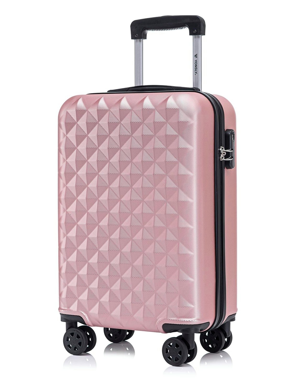 YONSLY Hartschalen-Trolley Reisekoffer Trolley Hartschalenkoffer Rollkoffer mit 4 Rollen, 4 Rollen, ABS und Aluminium, Zahlenschloss, 360°-Doppelrollen, Gummigriff