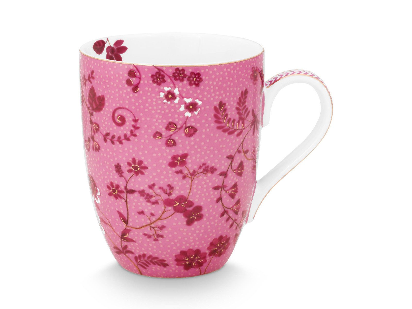 PiP Studio Becher Jolie Flowers Pink Becher Large 350ml, Porzellan