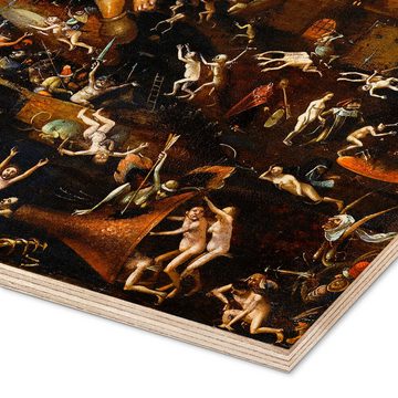 Posterlounge Holzbild Hieronymus Bosch, Die Qualen der Hölle, Malerei