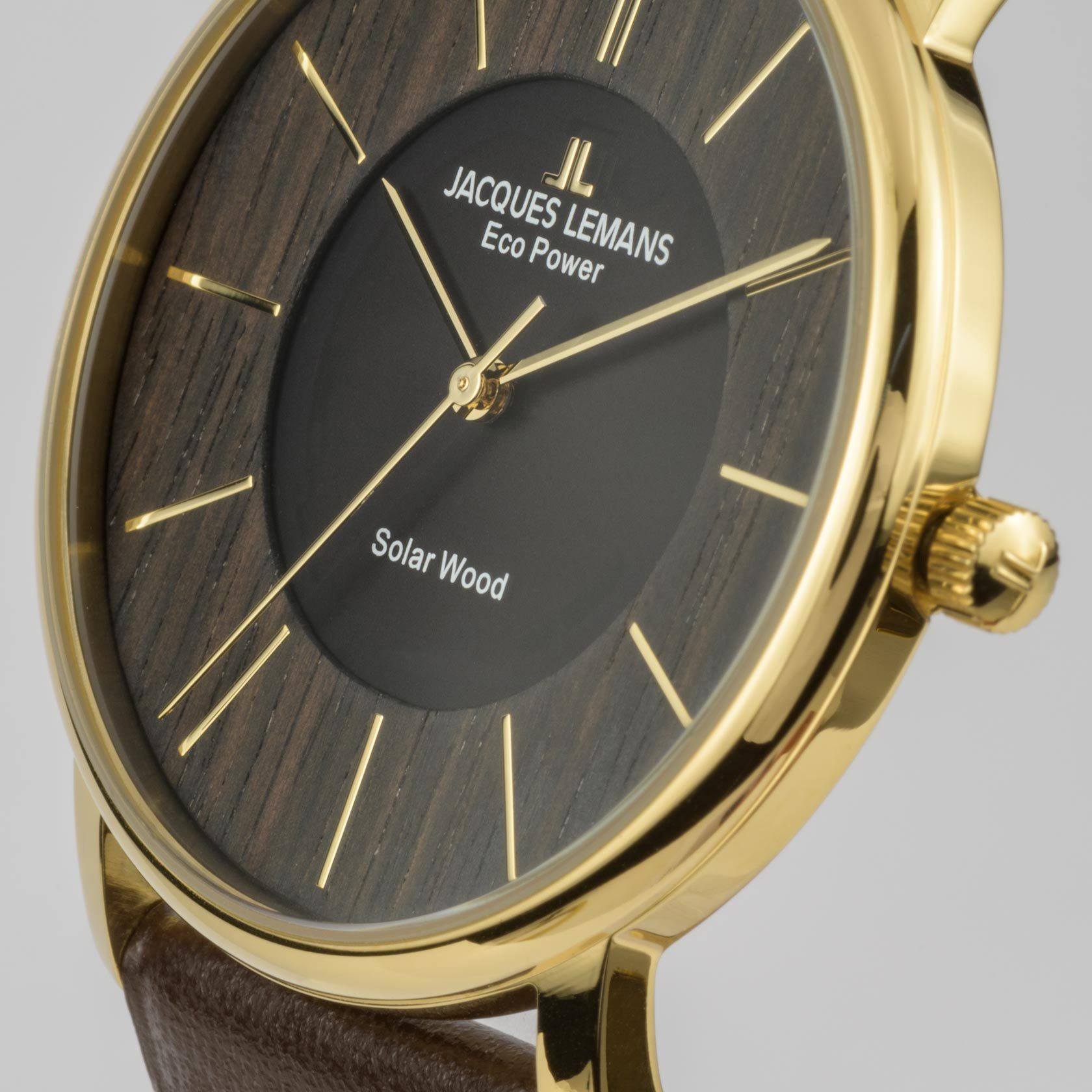 Jacques Lemans Solaruhr 1-2105B Wood, Solar Eco Power gold