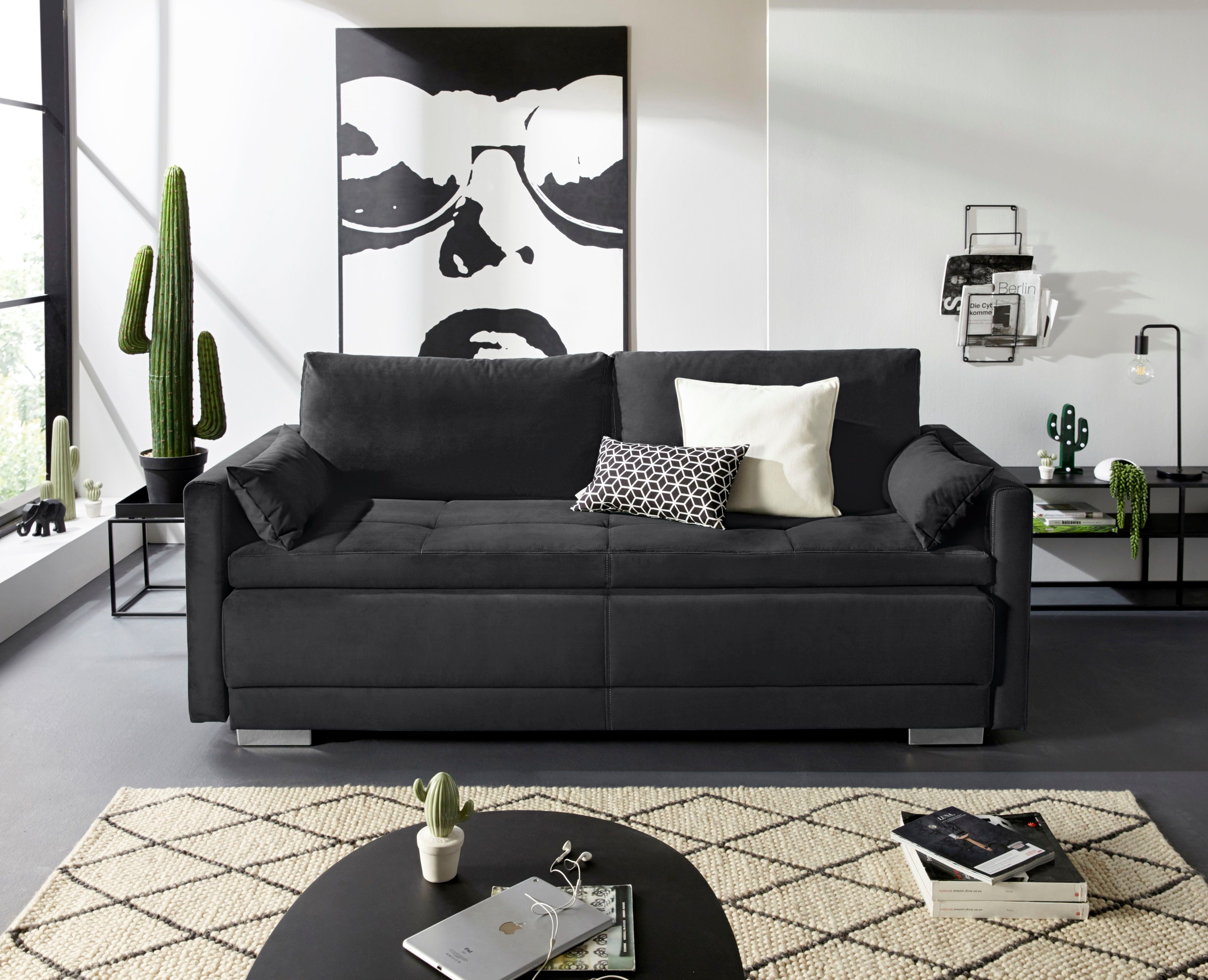 INOSIGN Schlafsofa Berlin, mit Boxspringaufbau, Bettfunktion & Bettkasten, Dauerschlafsofa